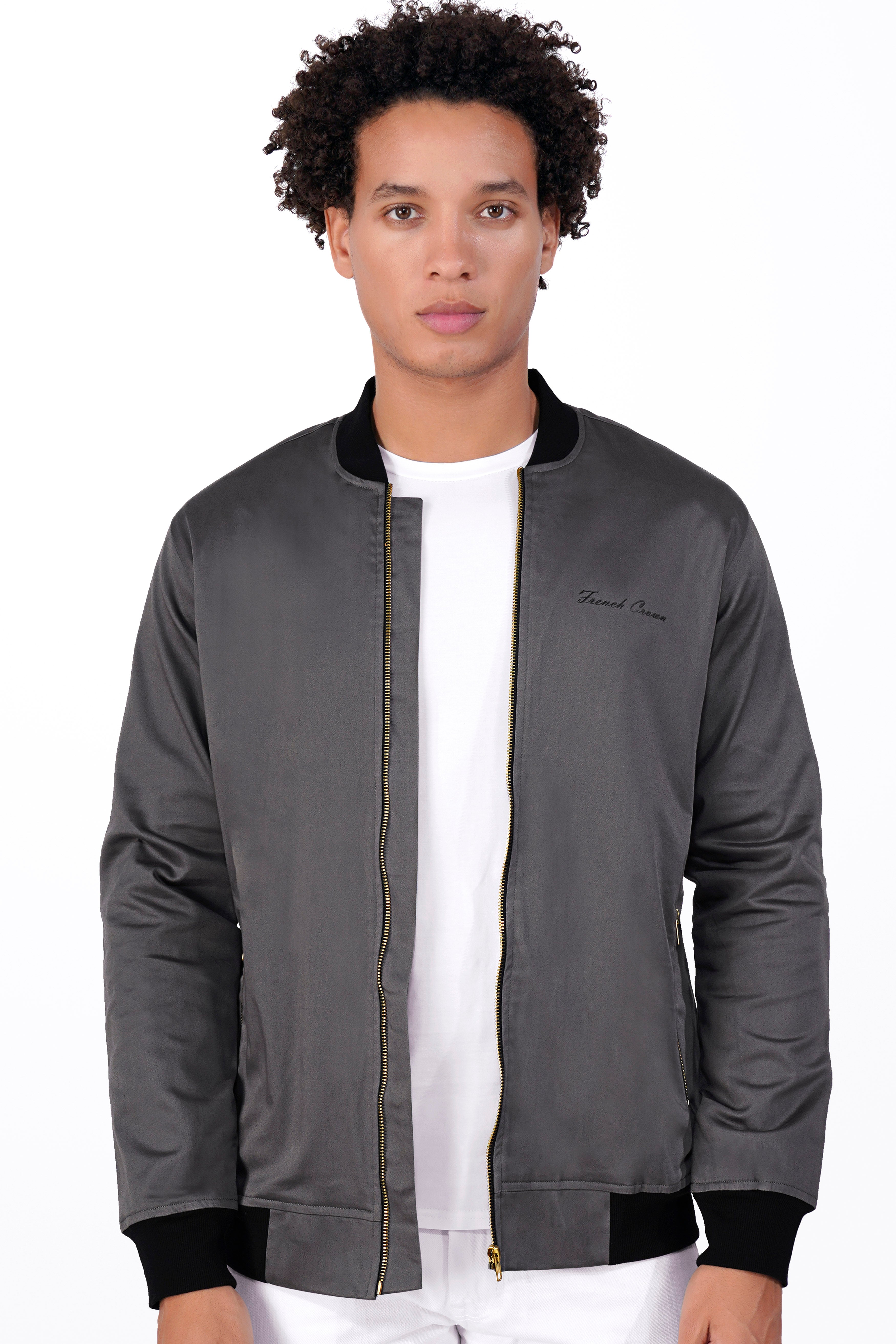 Wenge Gray Premium Cotton Bomber Jacket