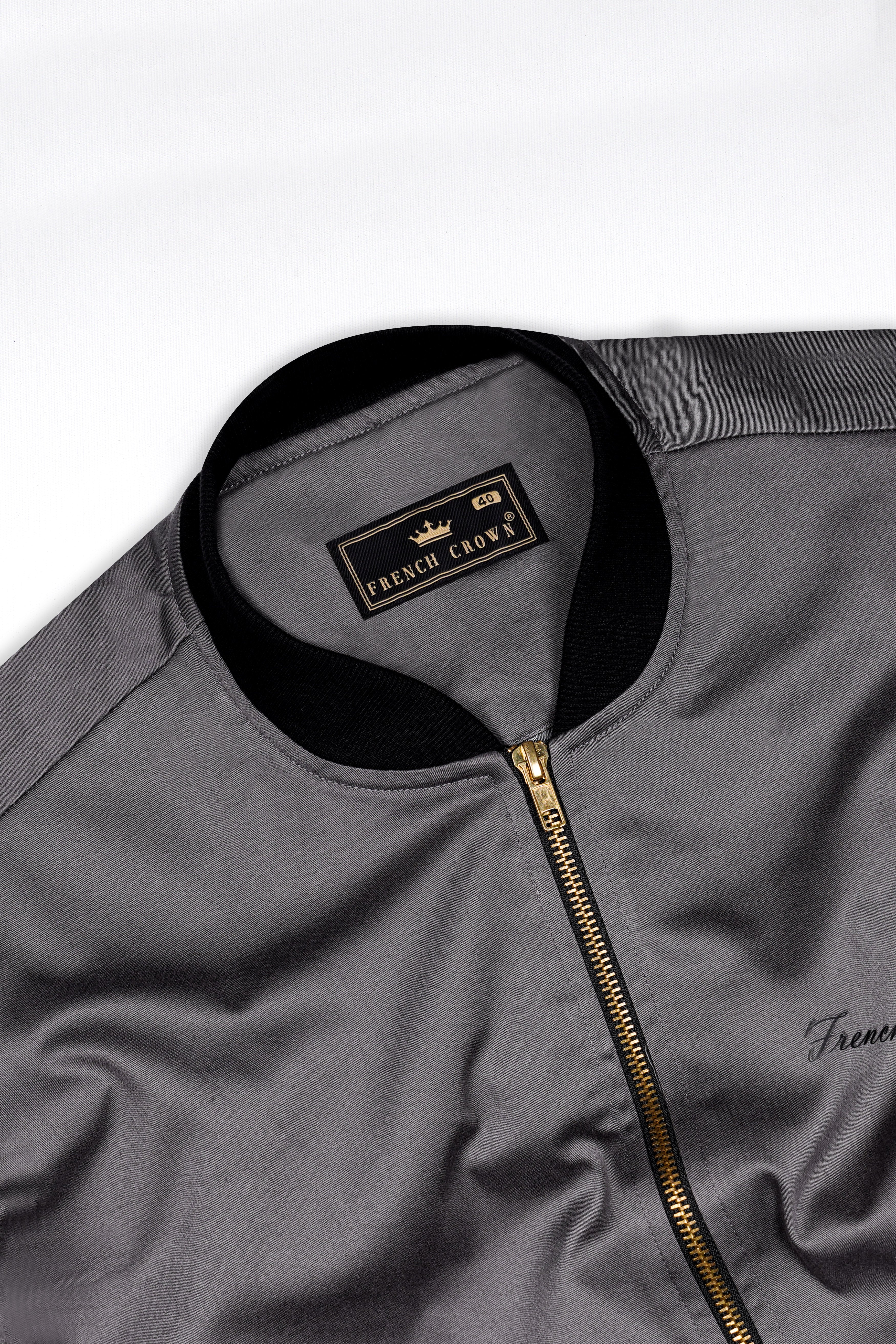 Wenge Gray Premium Cotton Bomber Jacket