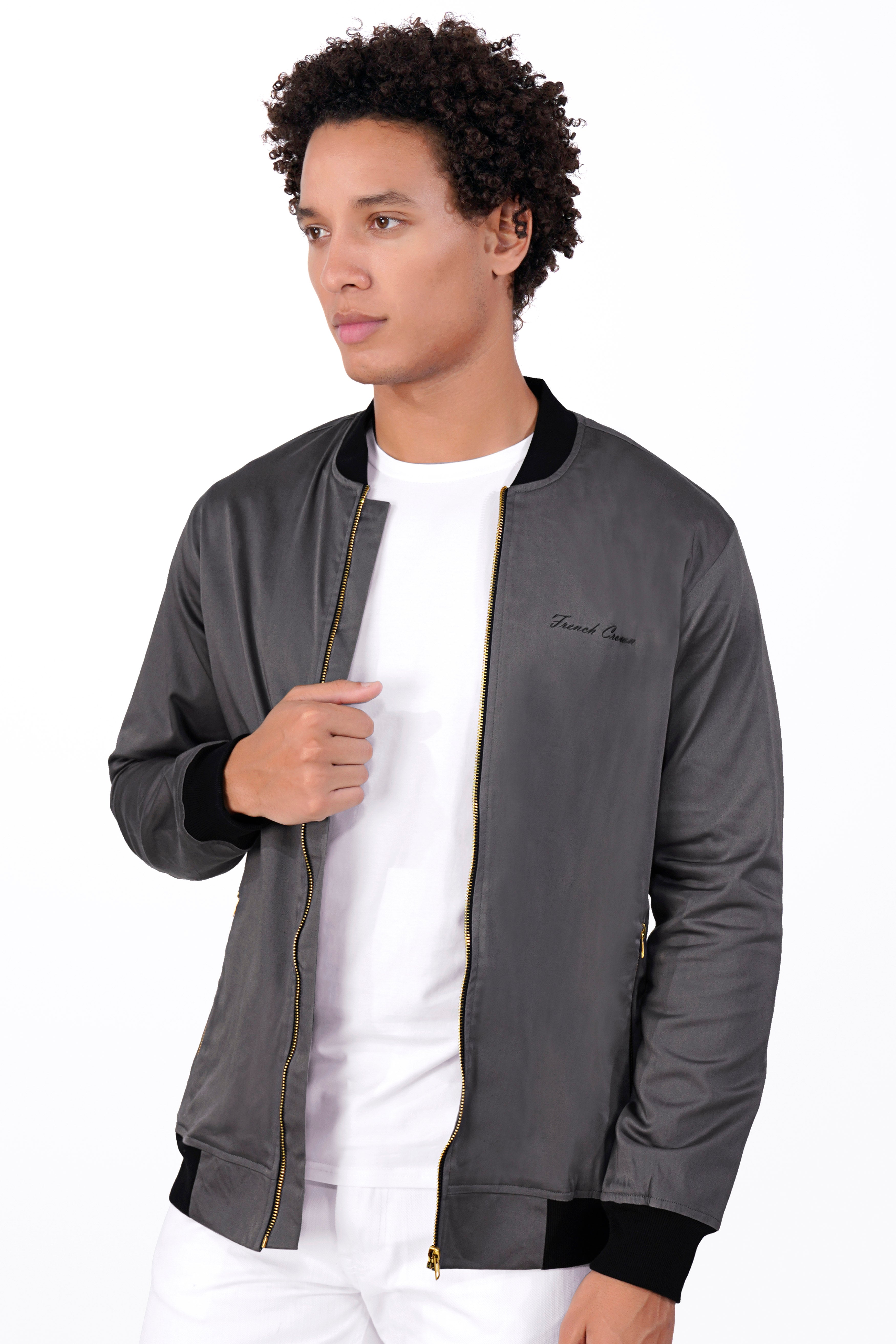 Wenge Gray Premium Cotton Bomber Jacket