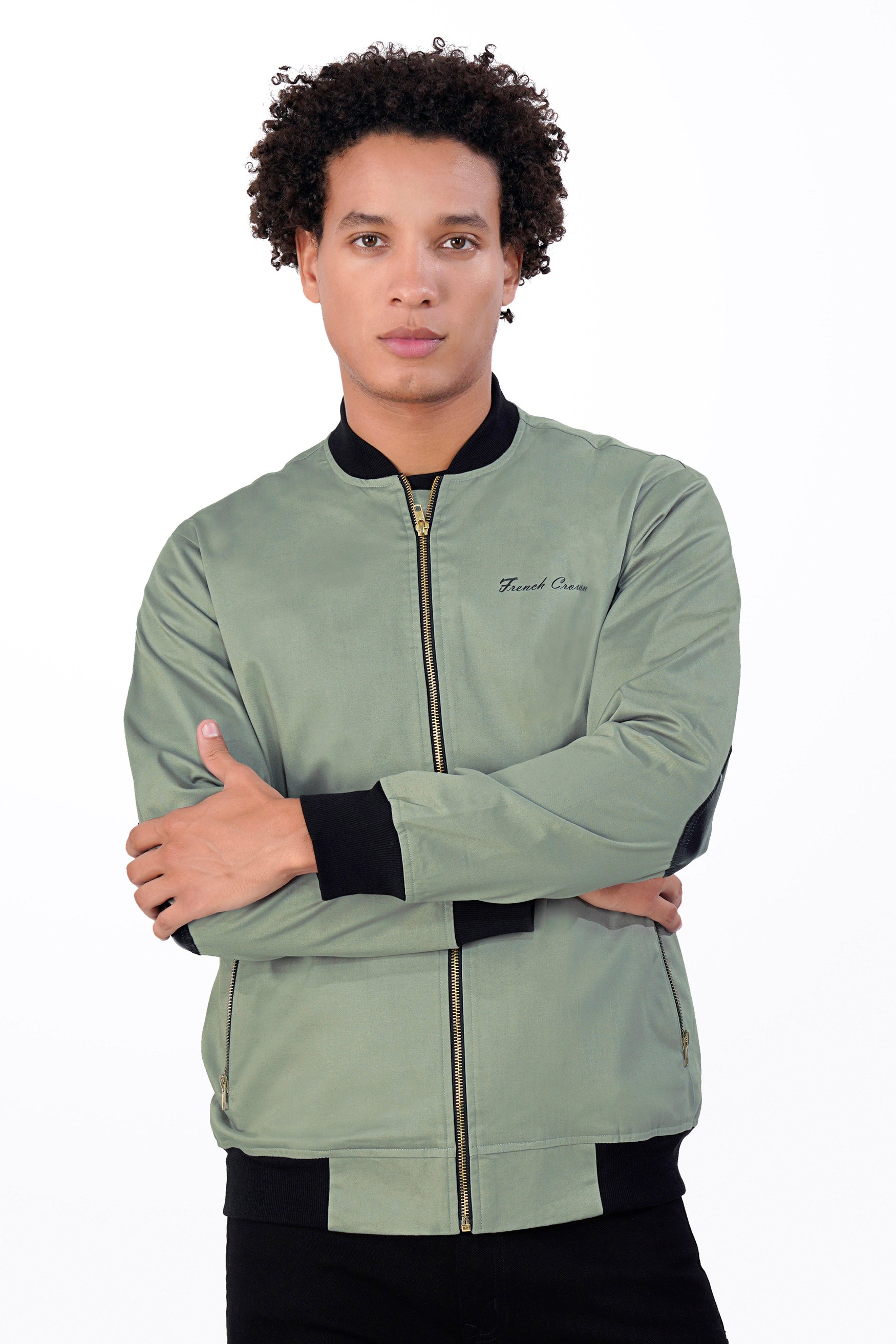 Chalice Green Premium Cotton Bomber Jacket