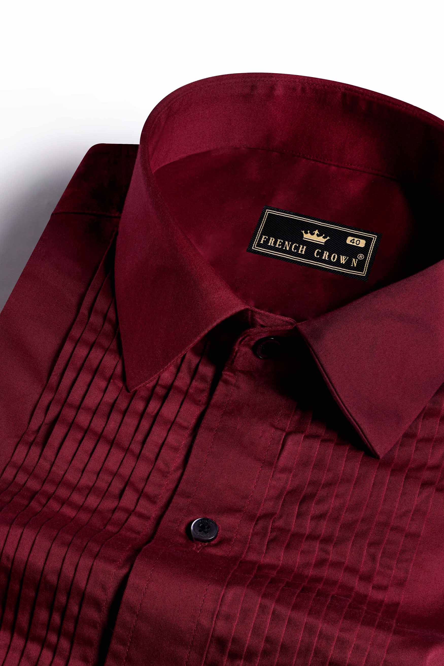 Bordeaux Red Subtle Sheen Super Soft Premium Cotton Tuxedo Shirt