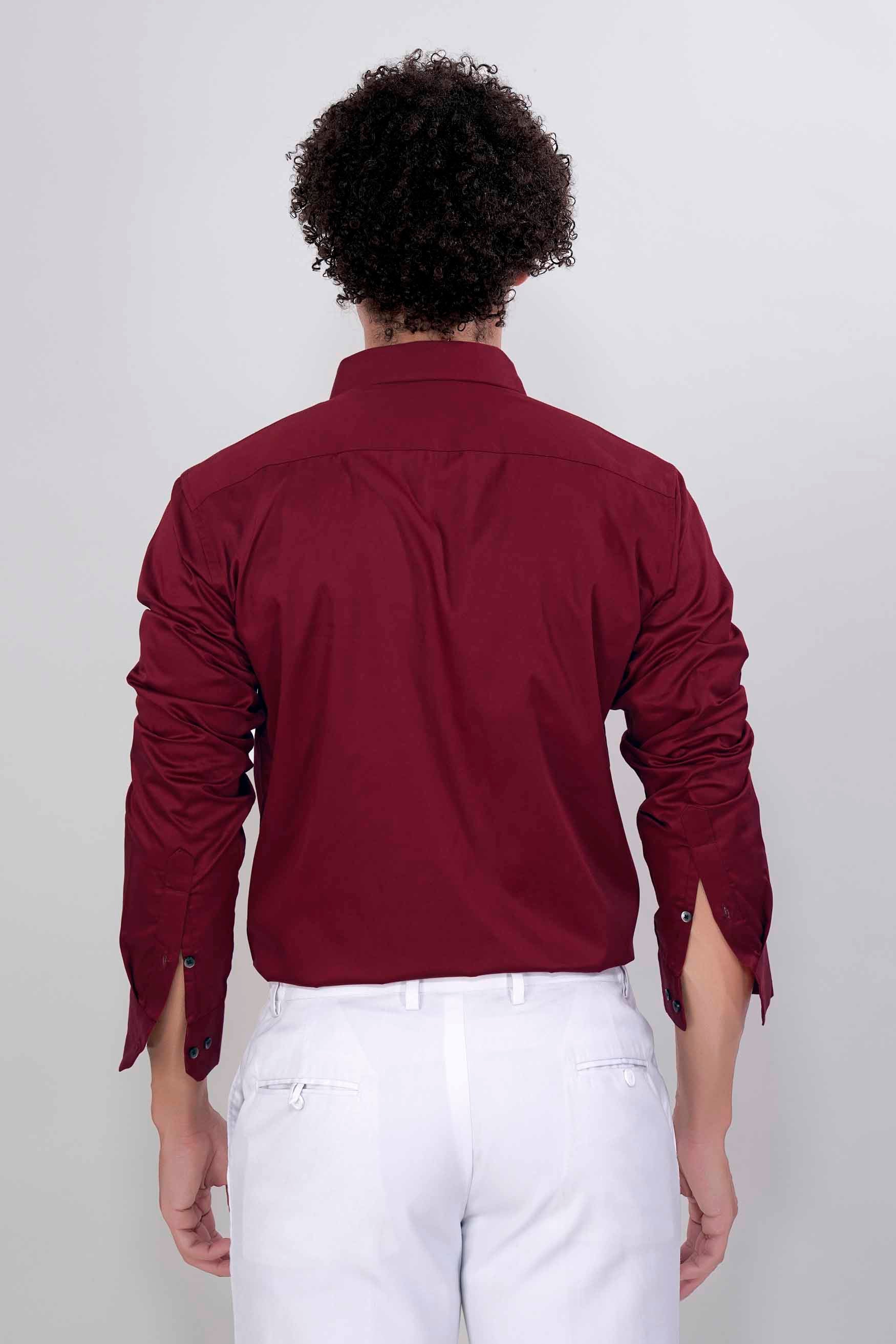 Bordeaux Red Subtle Sheen Super Soft Premium Cotton Tuxedo Shirt
