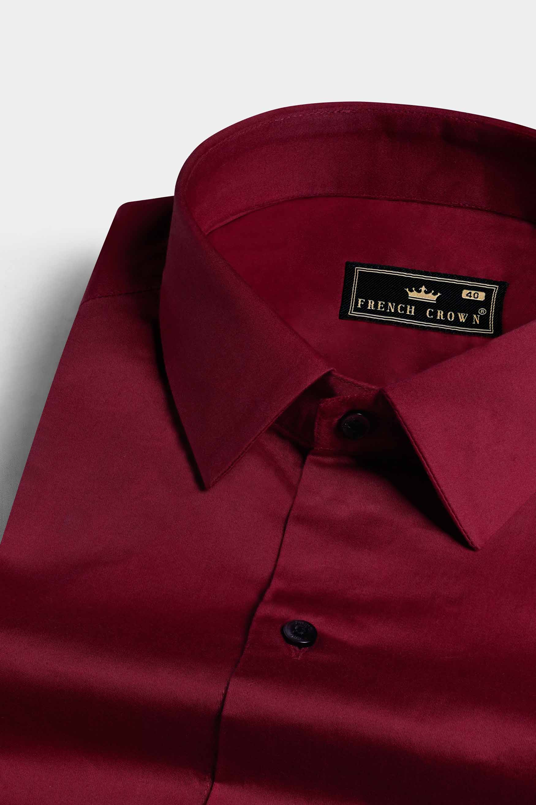 Bordeaux Red Subtle Sheen Super Soft Premium Cotton Shirt