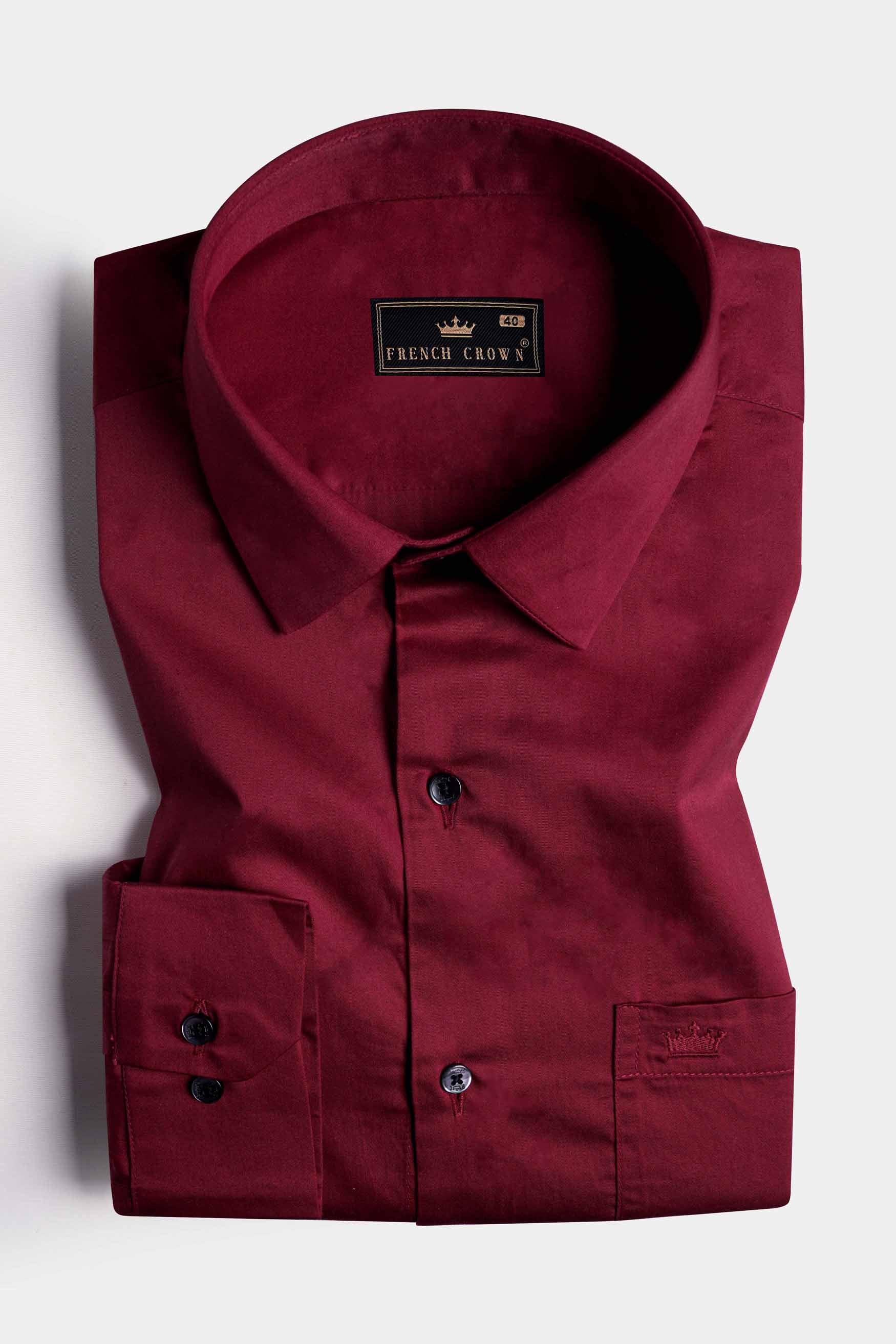 Bordeaux Red Subtle Sheen Super Soft Premium Cotton Shirt