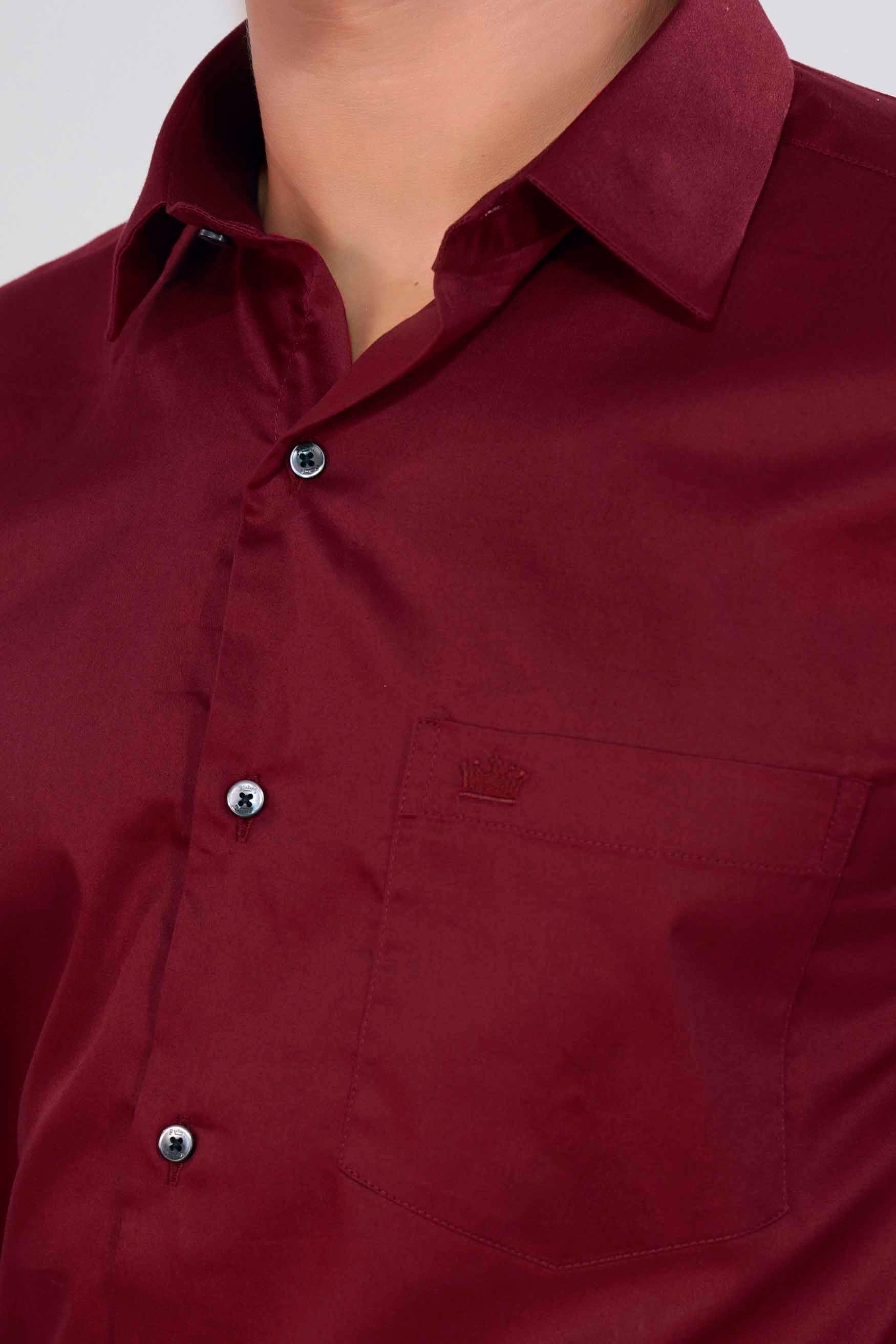 Bordeaux Red Subtle Sheen Super Soft Premium Cotton Shirt