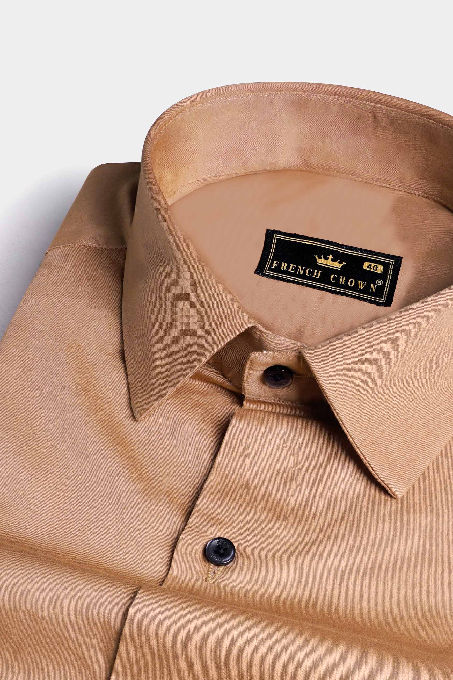 Mocha Brown Formal Plain-Solid Premium Cotton Shirt For Men
