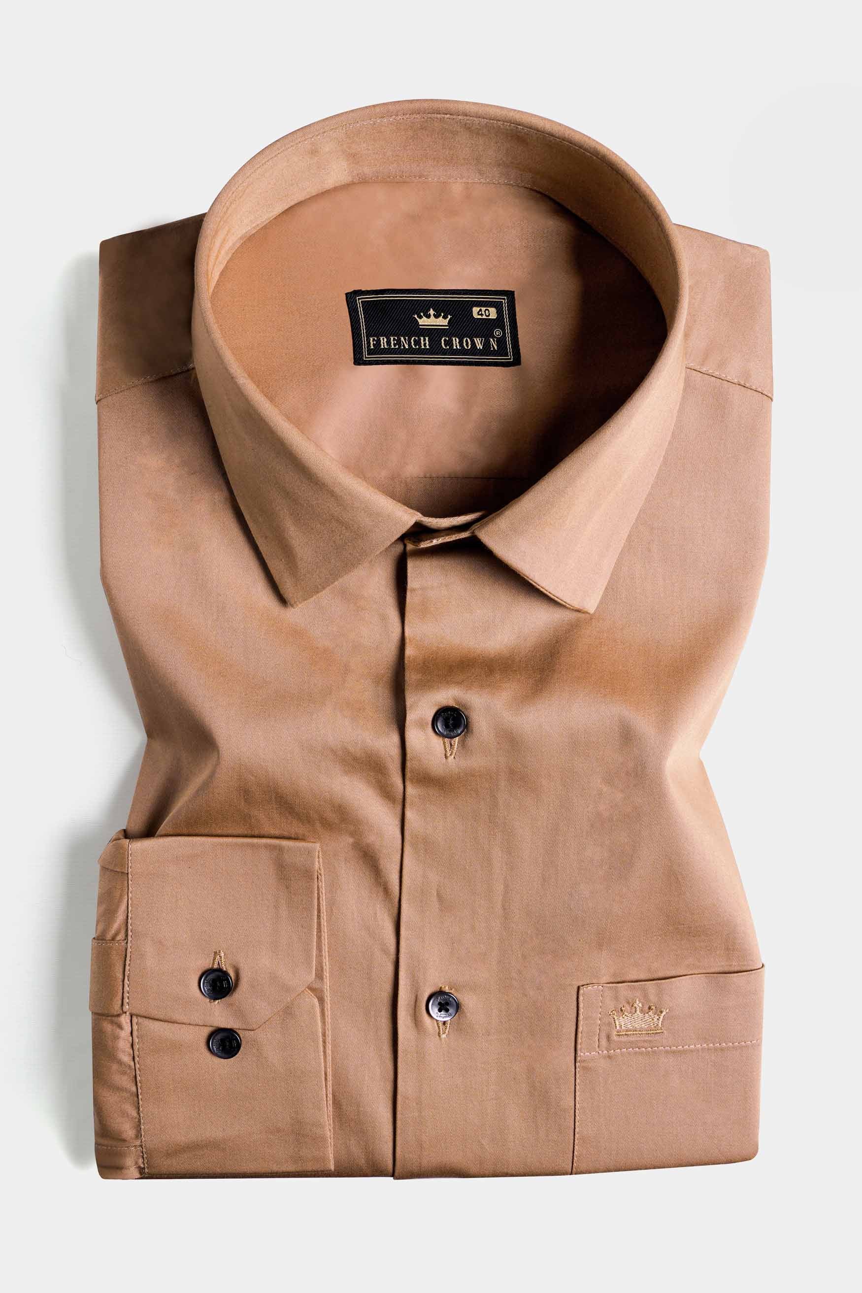 Mocha Brown Subtle Sheen Super Soft Premium Cotton Shirt