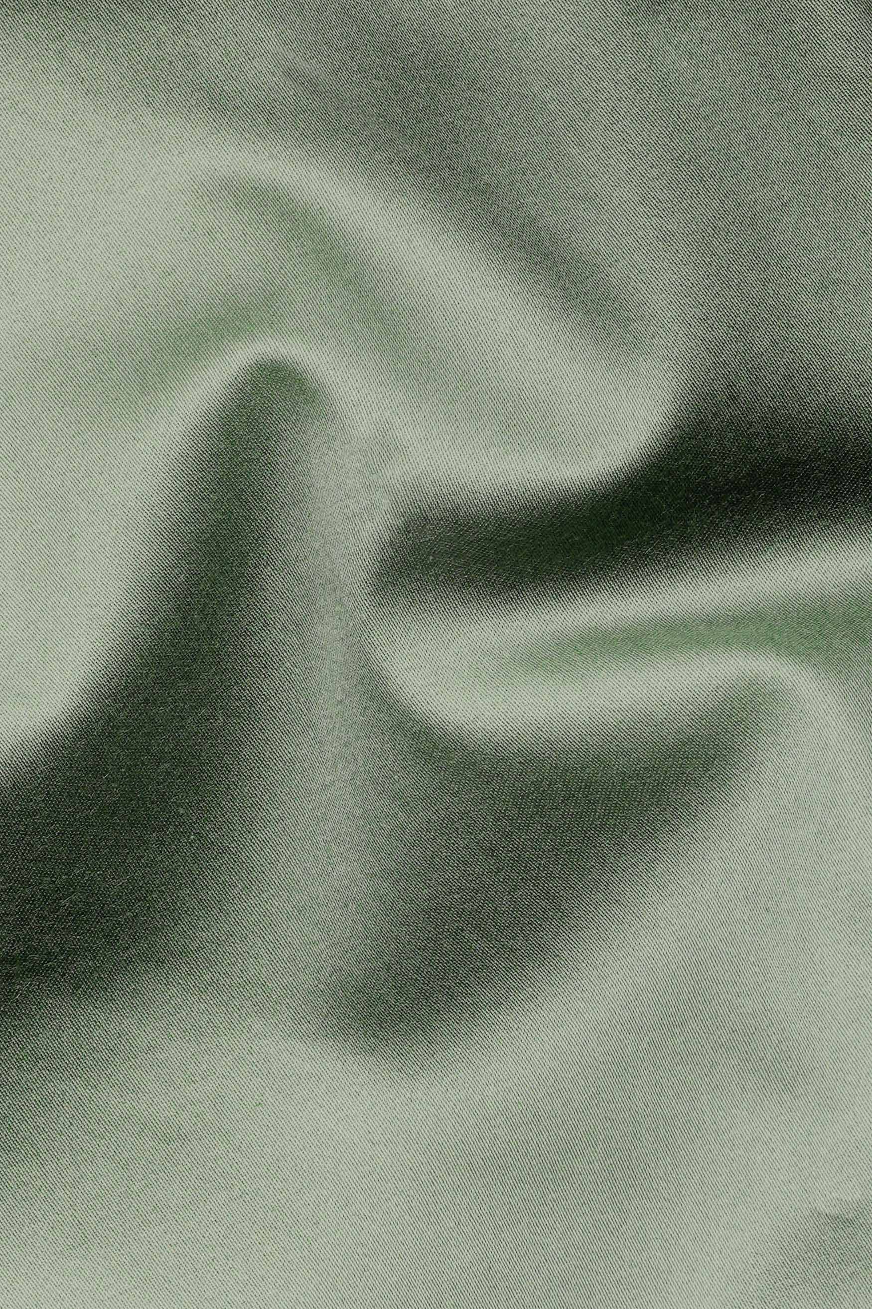 Greenish Subtle Sheen Super Soft Premium Cotton Mandarin Shirt