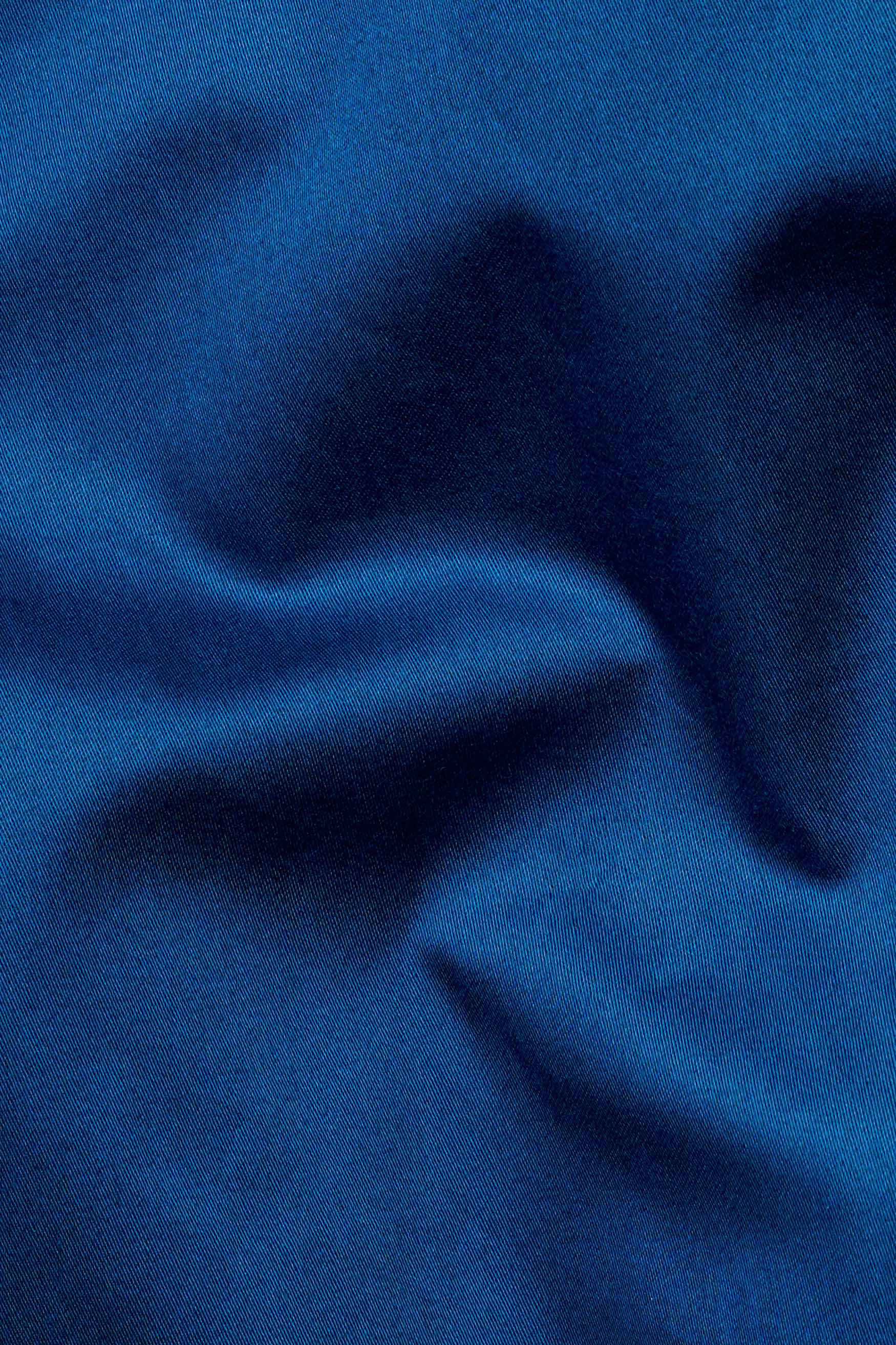 Astronaut Blue Subtle Sheen Super Soft Premium Cotton Mandarin Shirt
