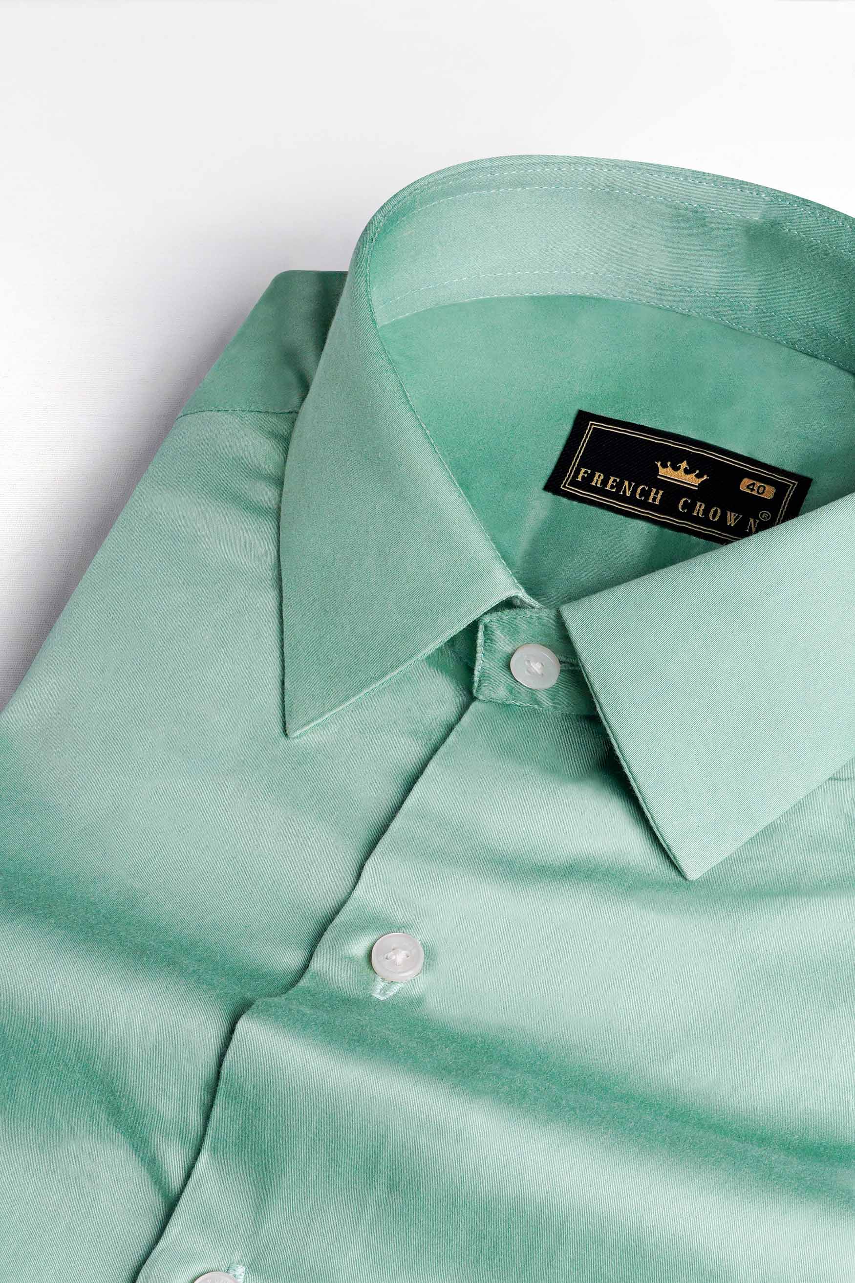 slim fit dress slacks New Mint Green Satin Men's Silk Long Sleeve Shirt – Modern Man Boutique main image 0
