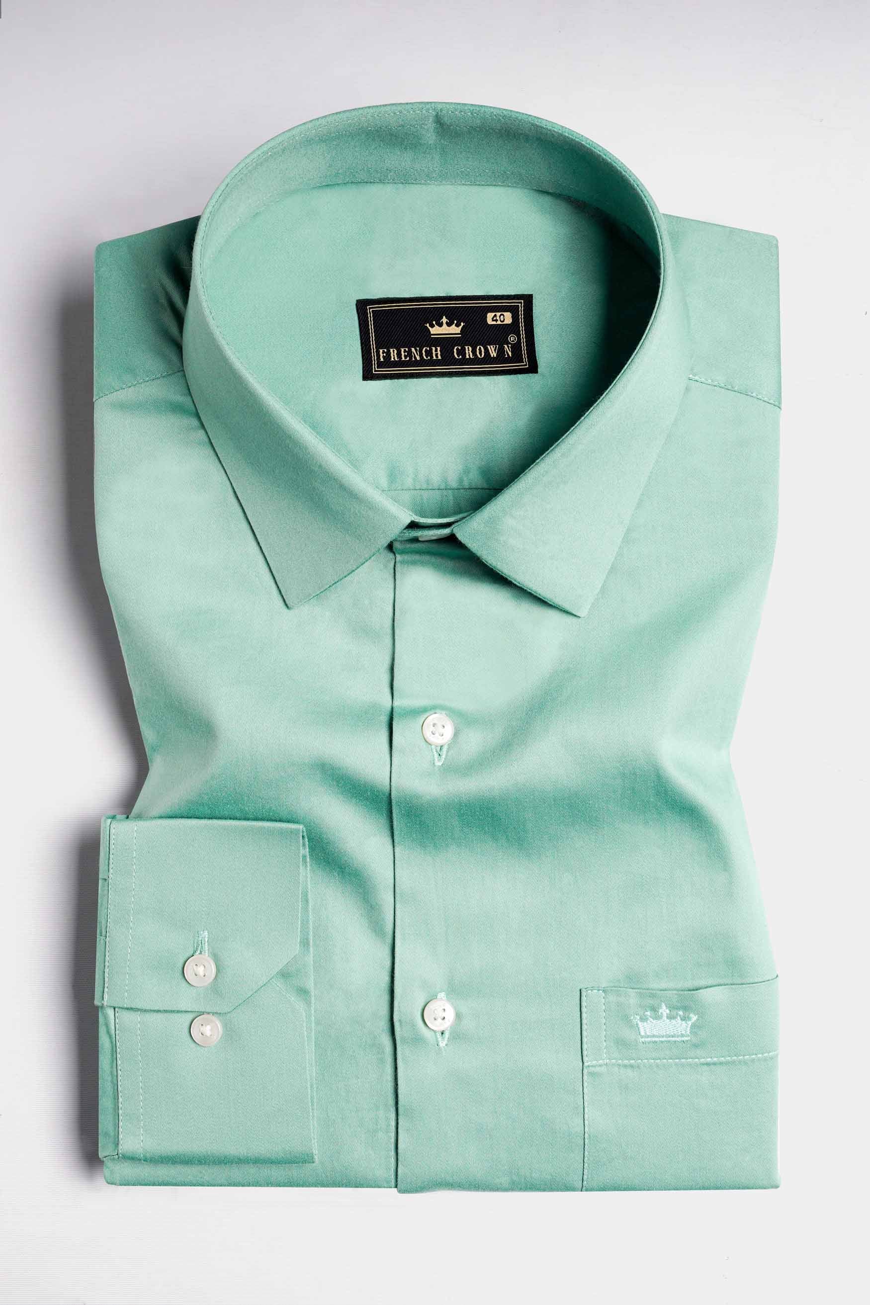 Gulf Stream Green Subtle Sheen Super Soft Premium Cotton Shirt
