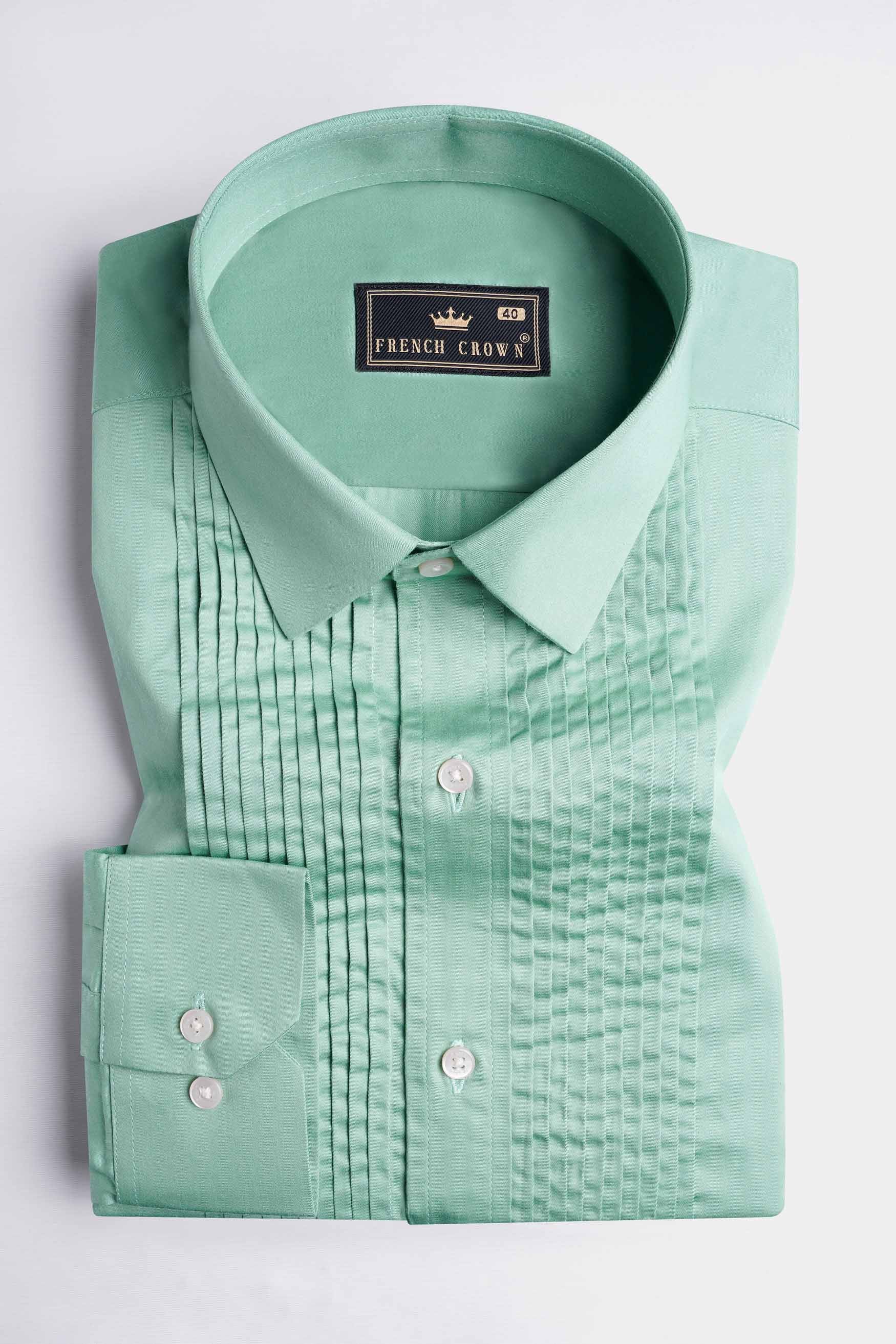 Gulf Stream Green Subtle Sheen Super Soft Premium Cotton Tuxedo Shirt