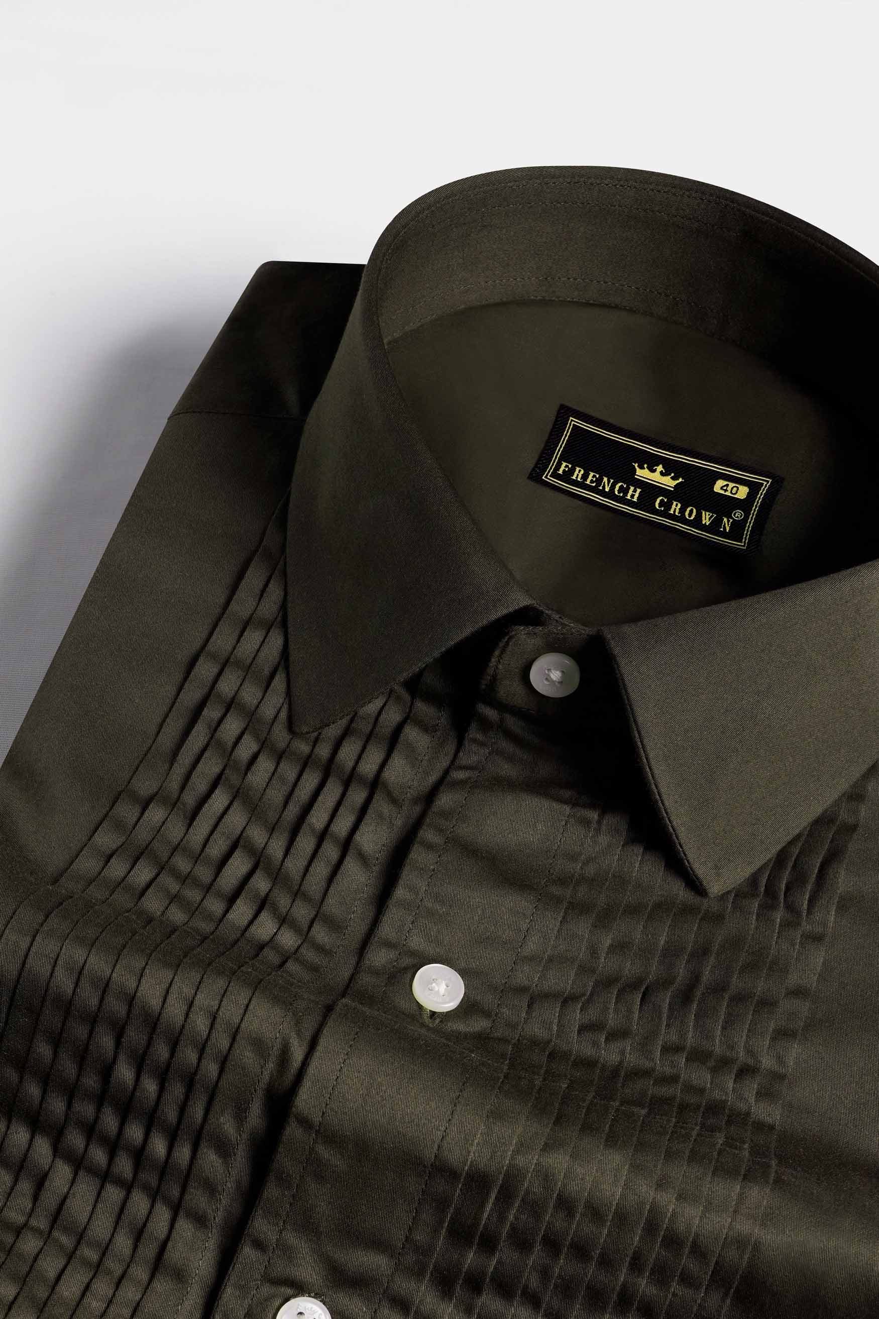 Birch Green Subtle Sheen Super Soft Premium Cotton Tuxedo Shirt