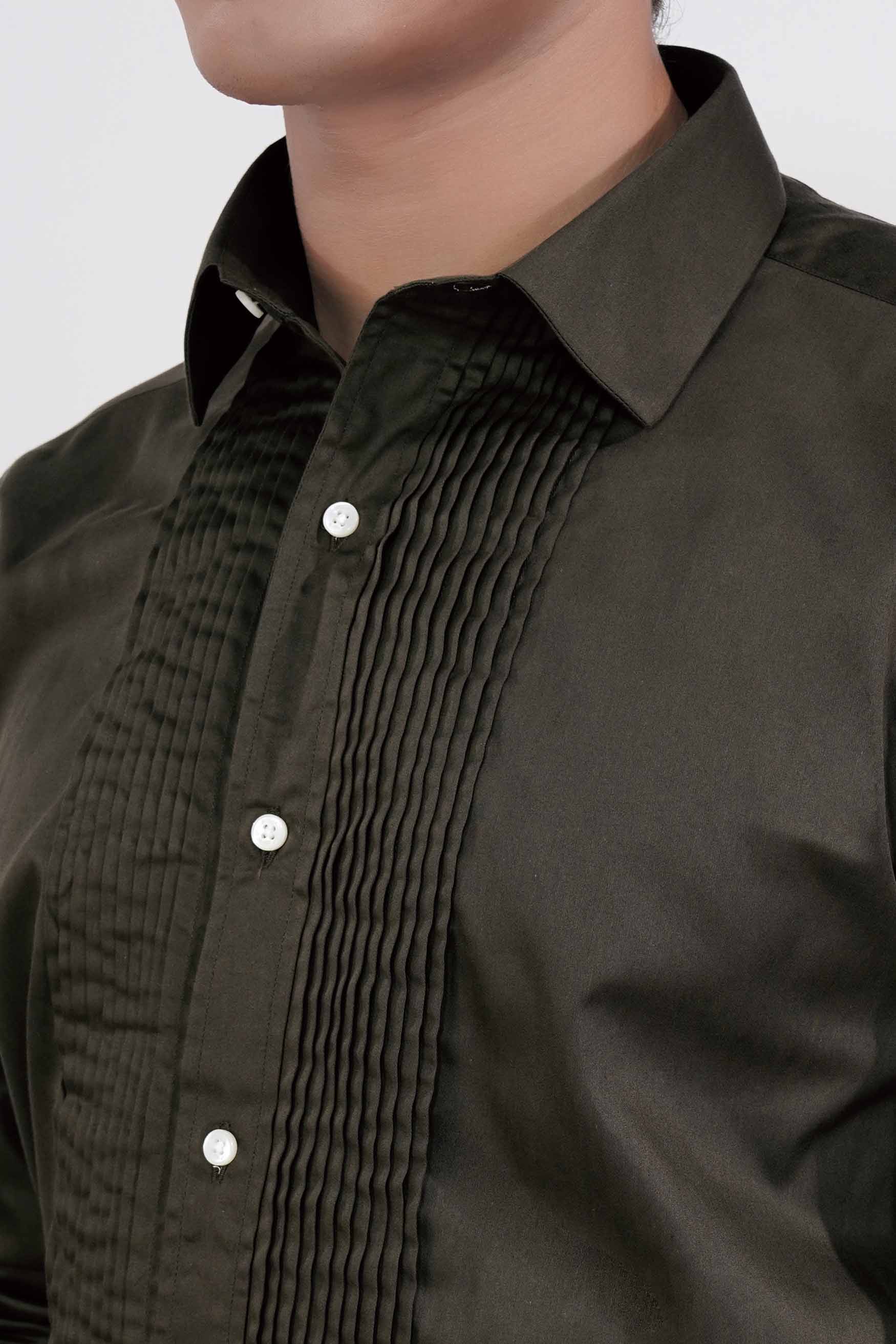 Birch Green Subtle Sheen Super Soft Premium Cotton Tuxedo Shirt