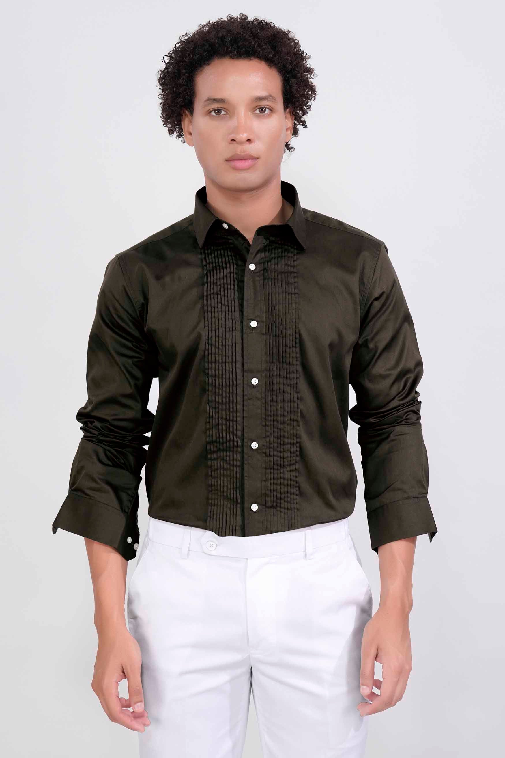 Birch Green Subtle Sheen Super Soft Premium Cotton Tuxedo Shirt