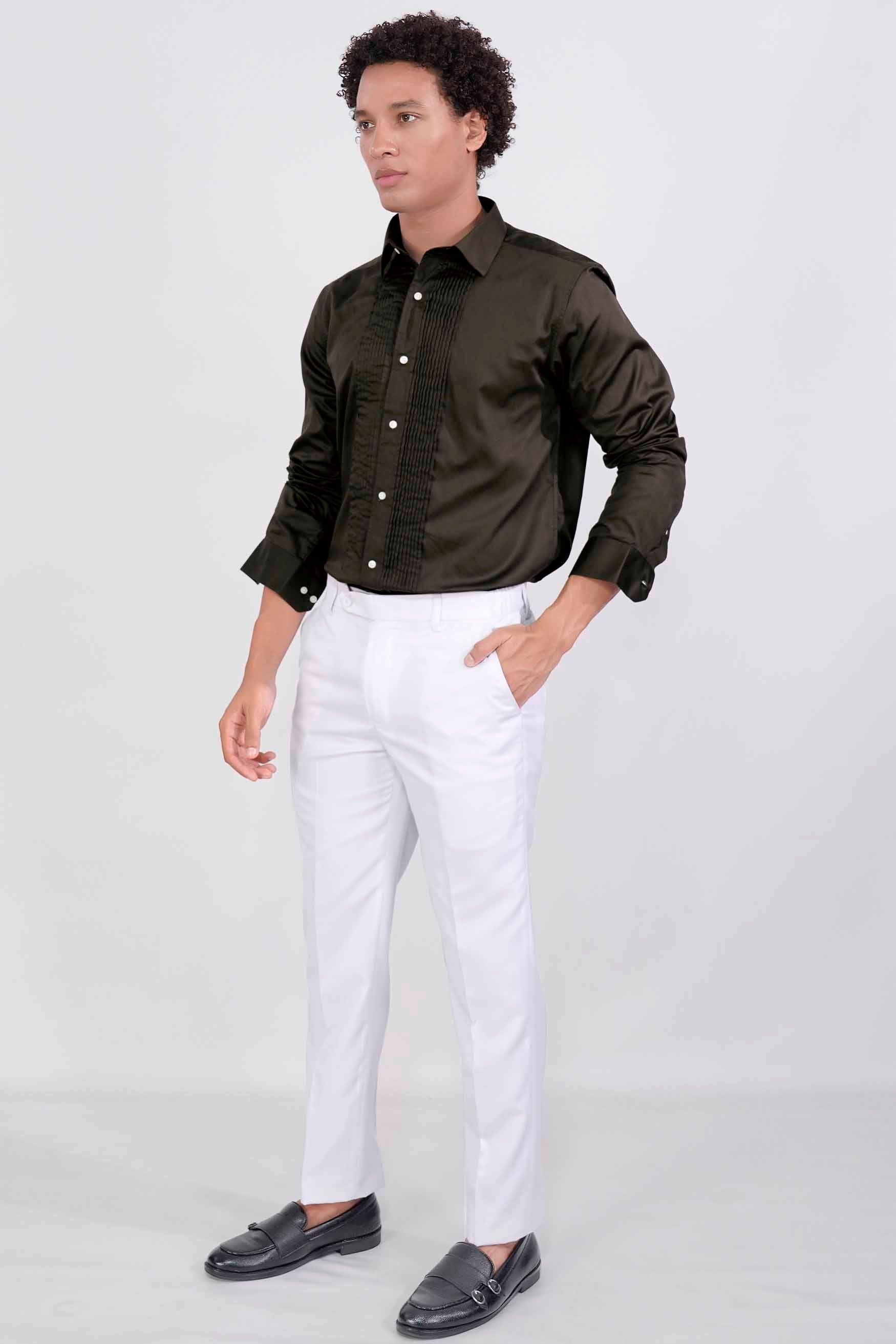 Birch Green Subtle Sheen Super Soft Premium Cotton Tuxedo Shirt