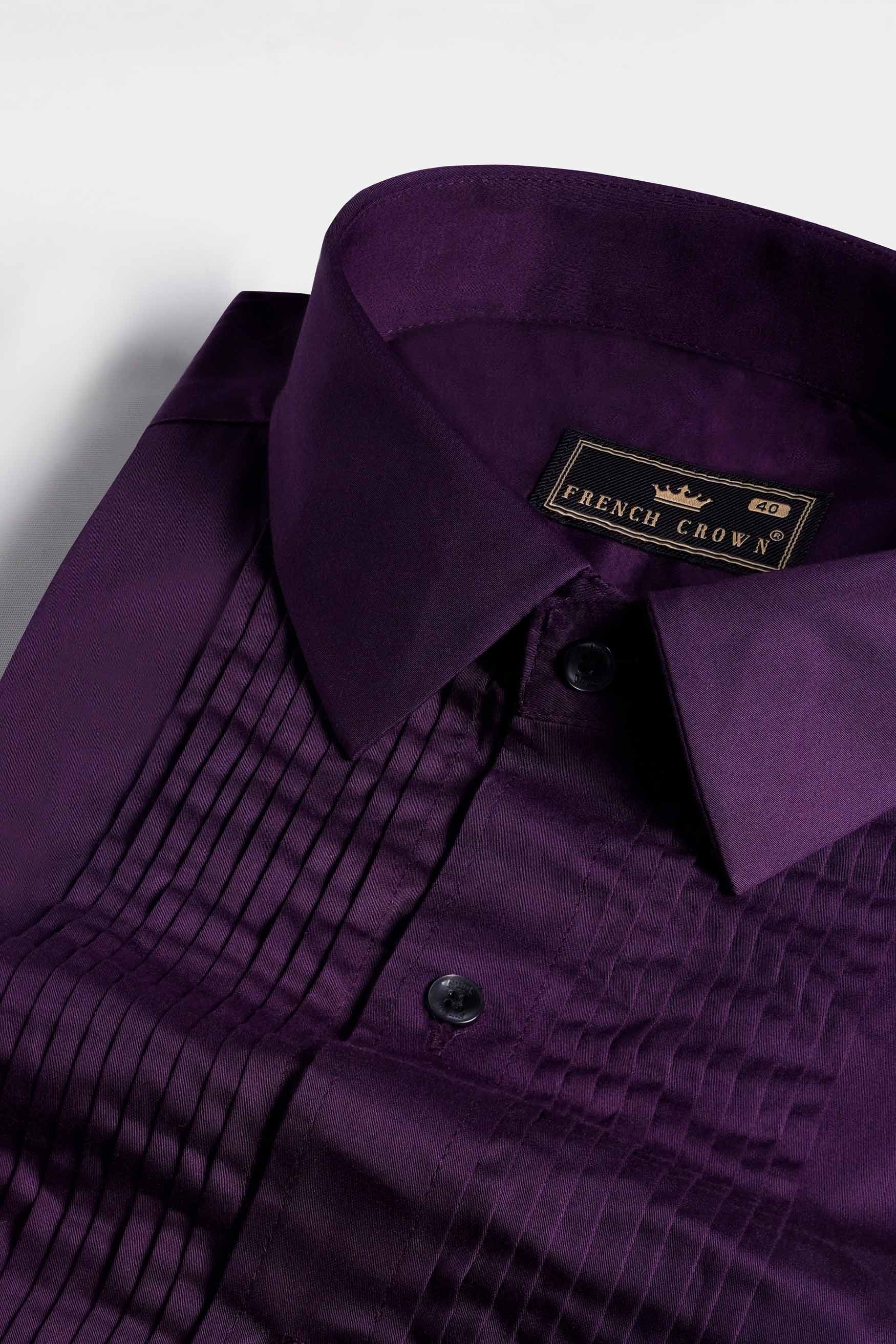 Thunder Purple Subtle Sheen Super Soft Premium Cotton Tuxedo Shirt