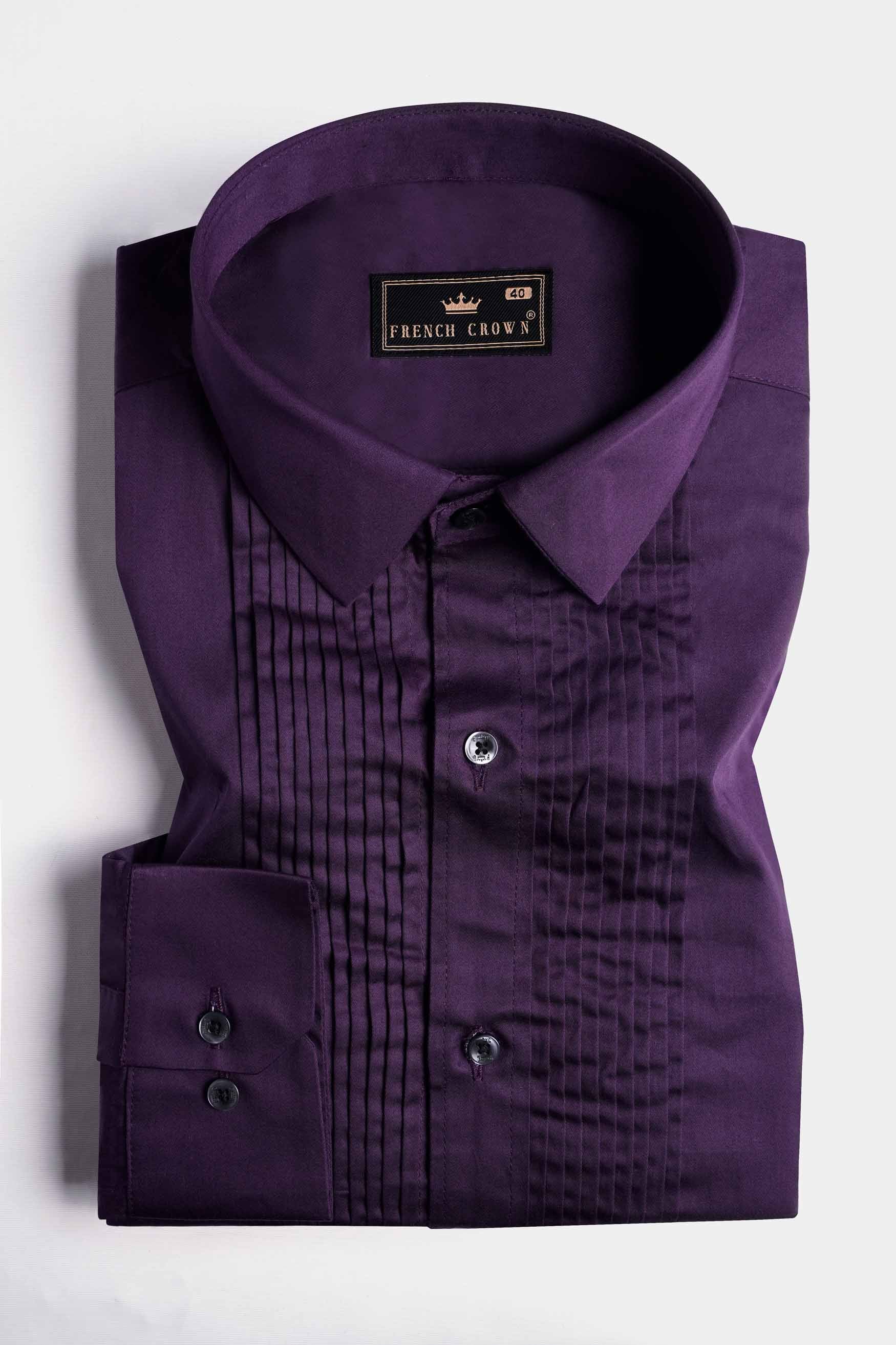 Thunder Purple Subtle Sheen Super Soft Premium Cotton Tuxedo Shirt