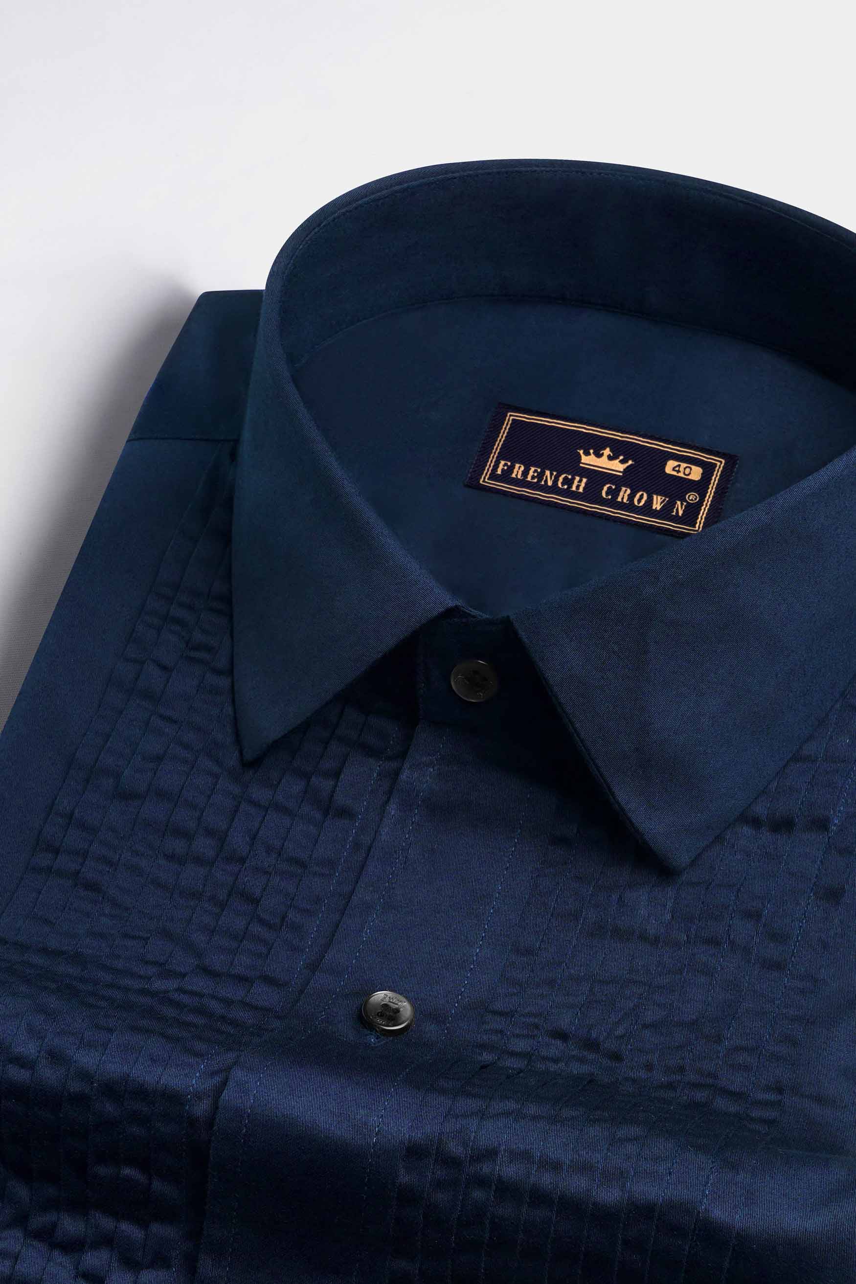 Tangaroa Blue Subtle Sheen Super Soft Premium Cotton Tuxedo Shirt