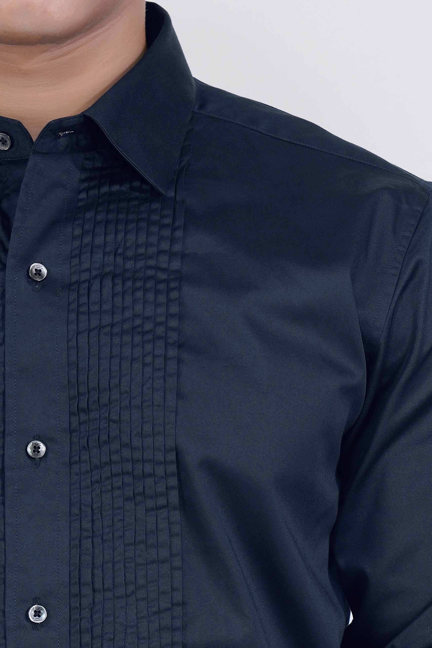 Tangaroa Blue Subtle Sheen Super Soft Premium Cotton Tuxedo Shirt
