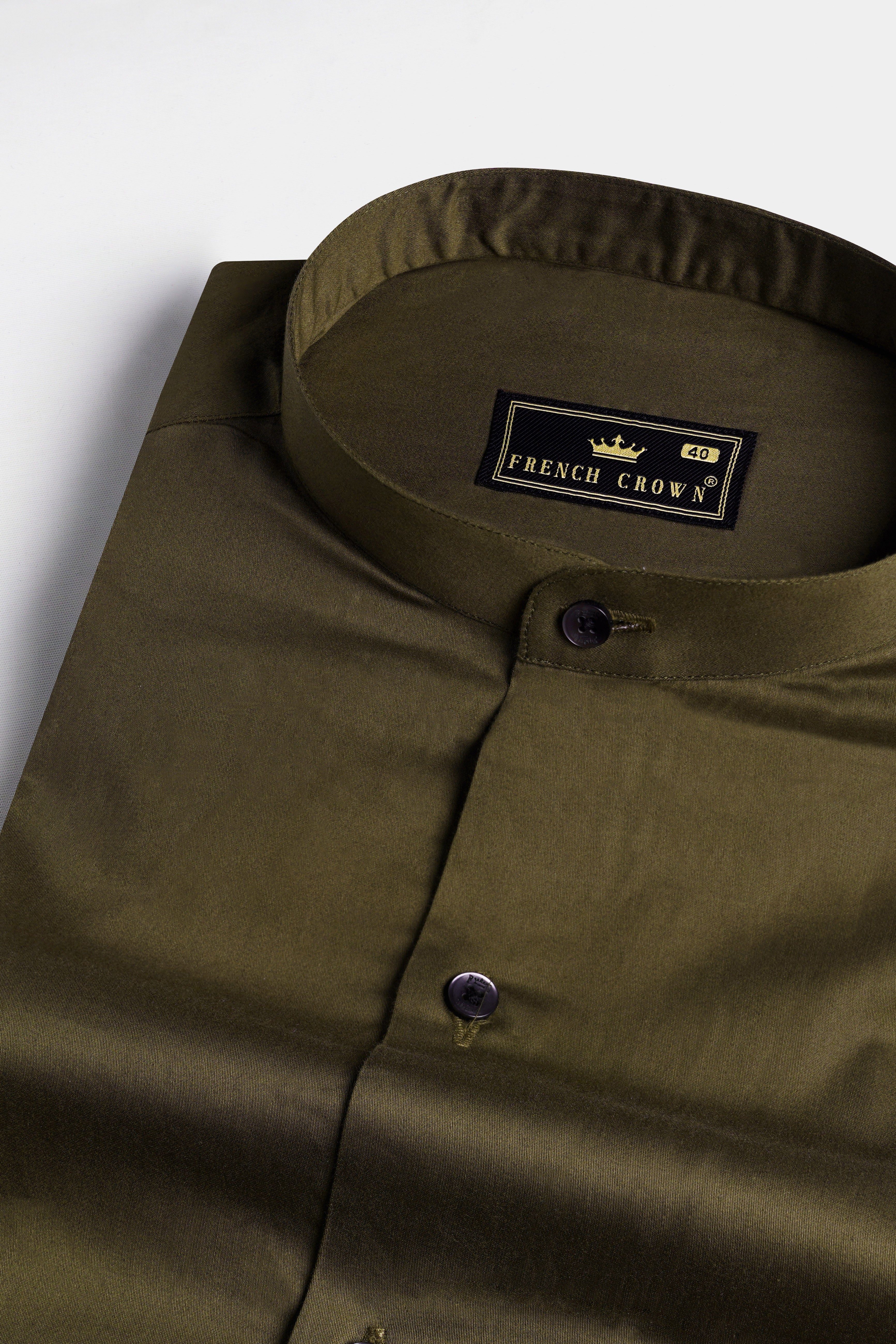 Iroko Brown Subtle Sheen Super Soft Premium Cotton Mandarin Shirt
