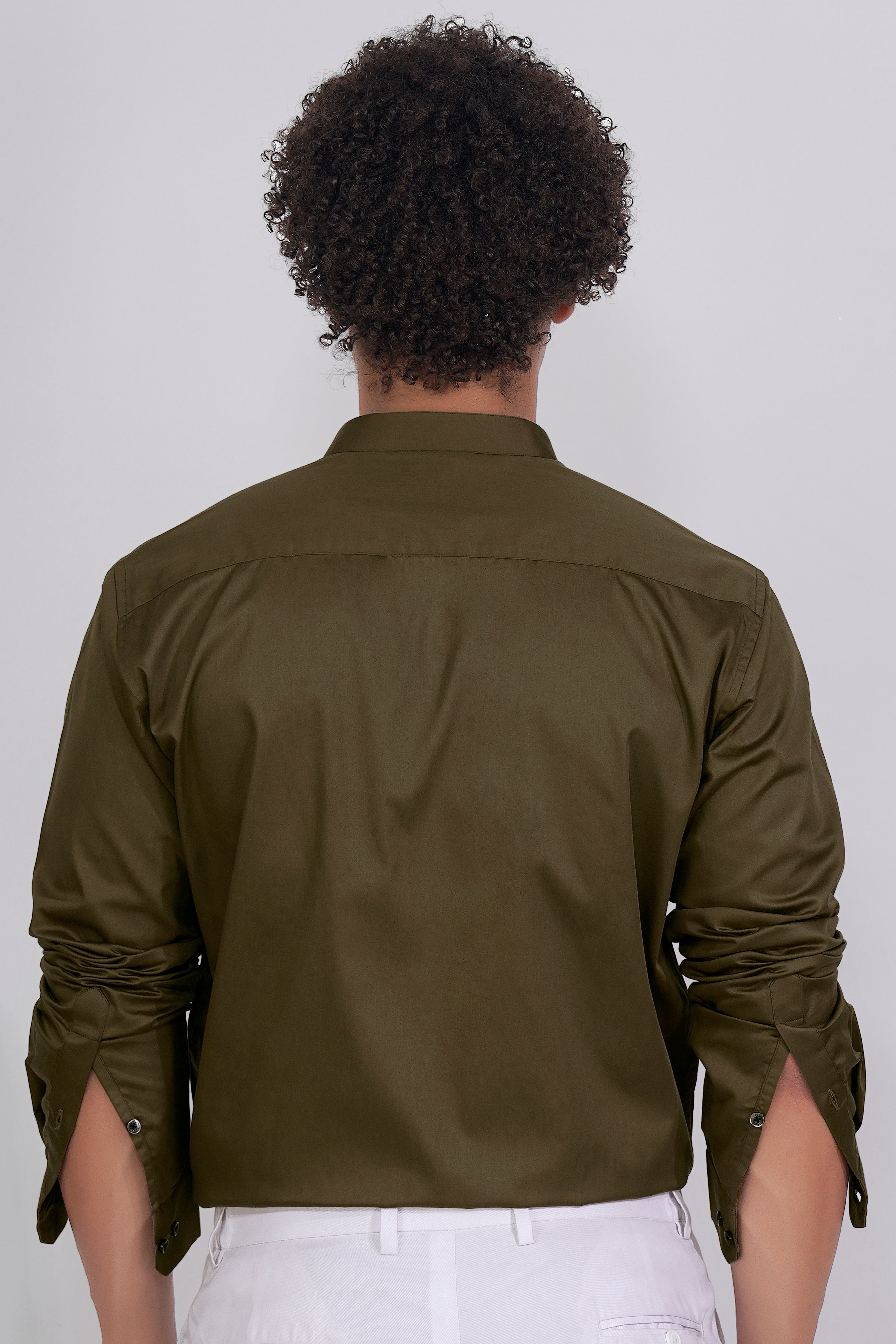 Iroko Brown Subtle Sheen Super Soft Premium Cotton Mandarin Shirt