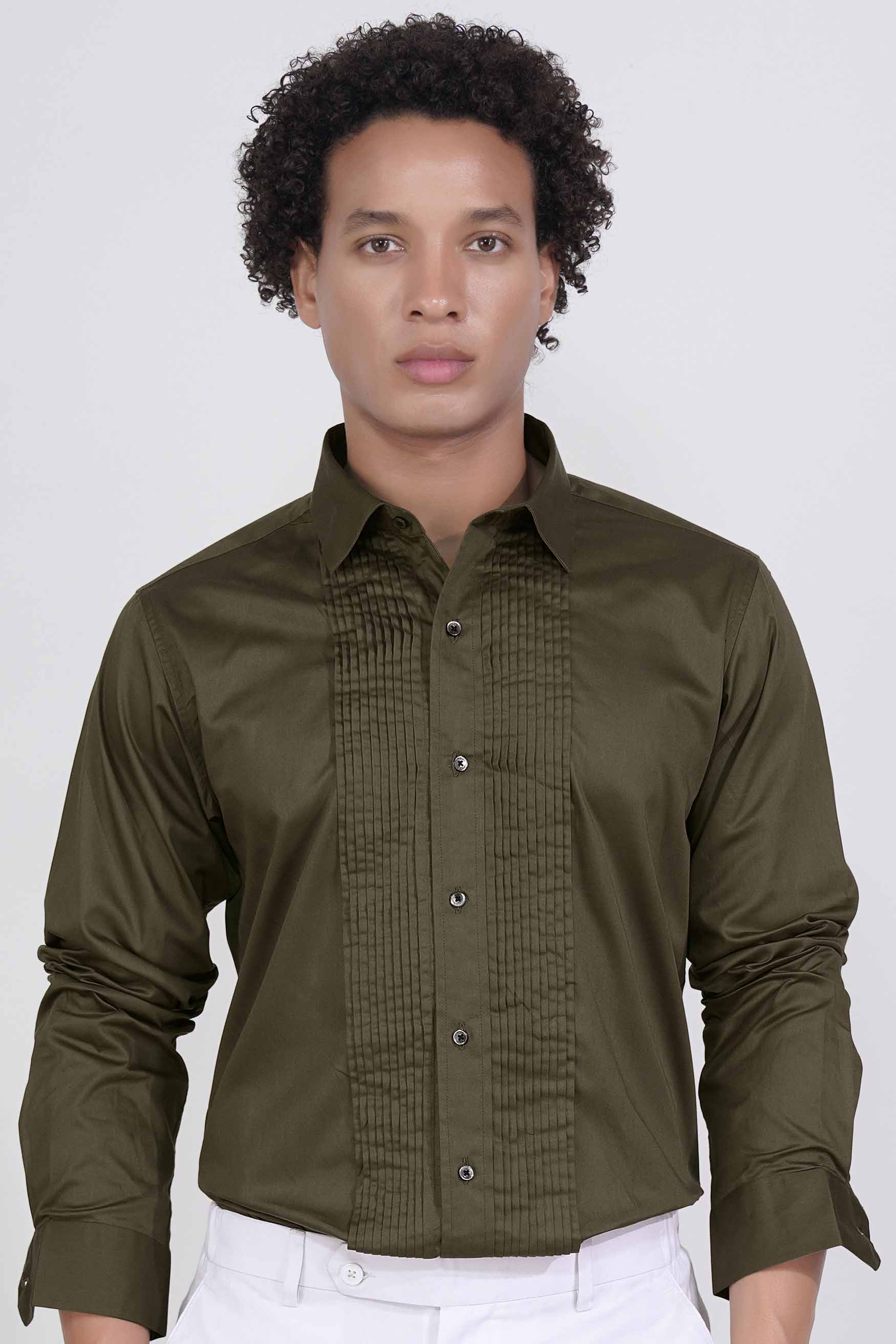 Iroko Brown Subtle Sheen Super Soft Premium Cotton Tuxedo Shirt