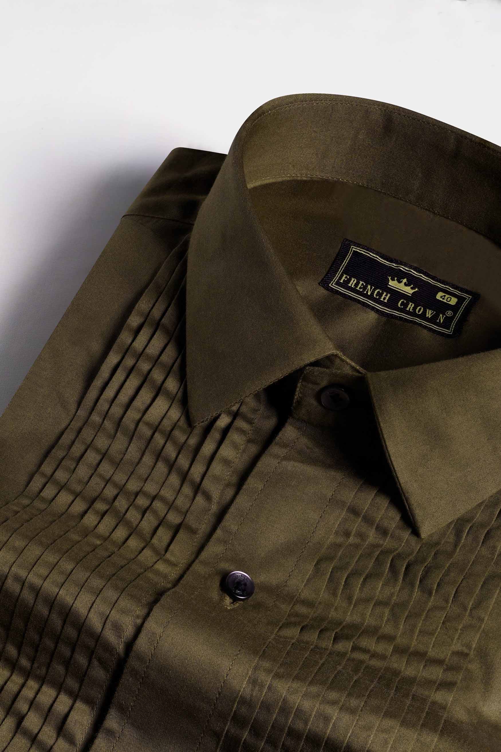 Iroko Brown Subtle Sheen Super Soft Premium Cotton Tuxedo Shirt