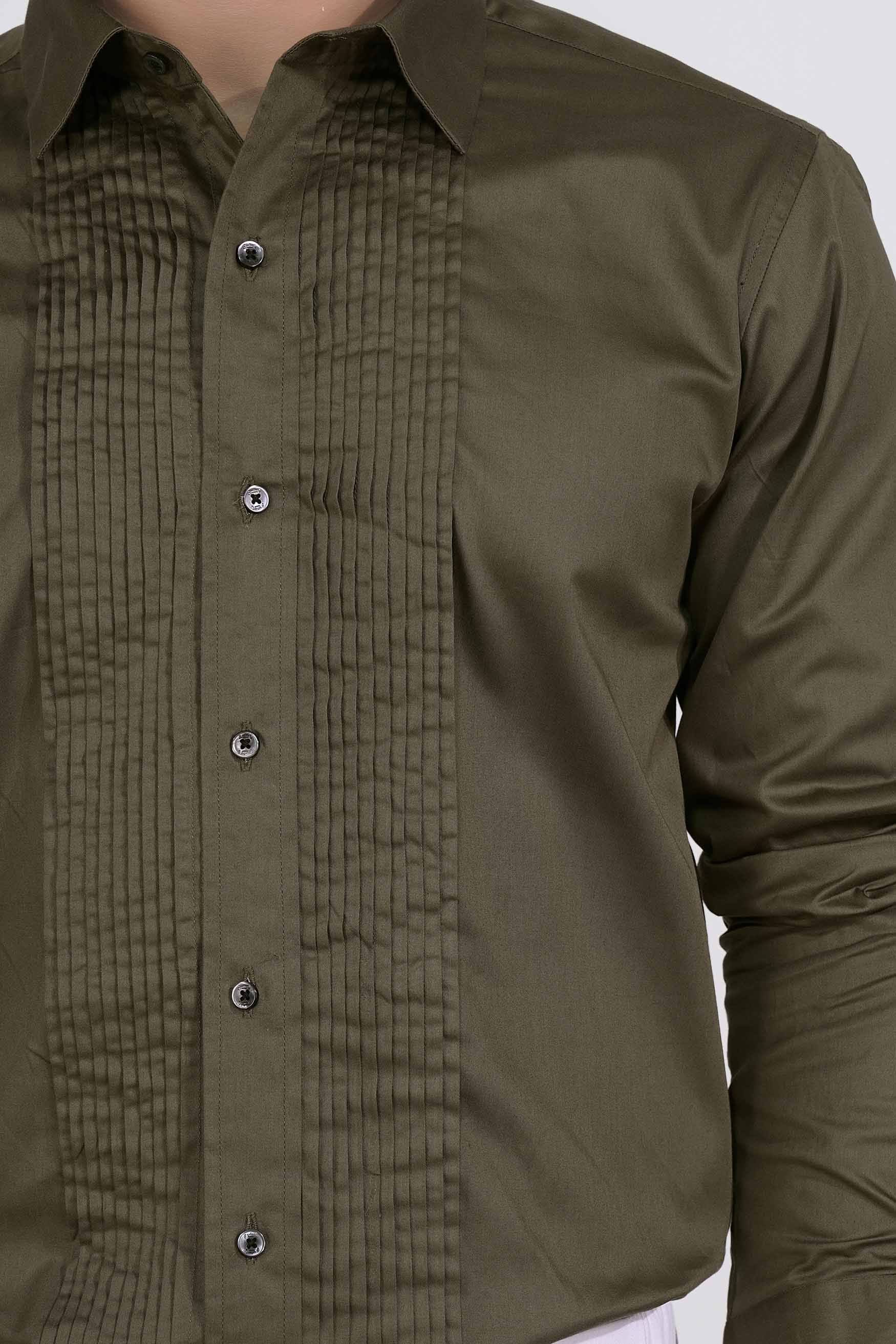 Iroko Brown Subtle Sheen Super Soft Premium Cotton Tuxedo Shirt