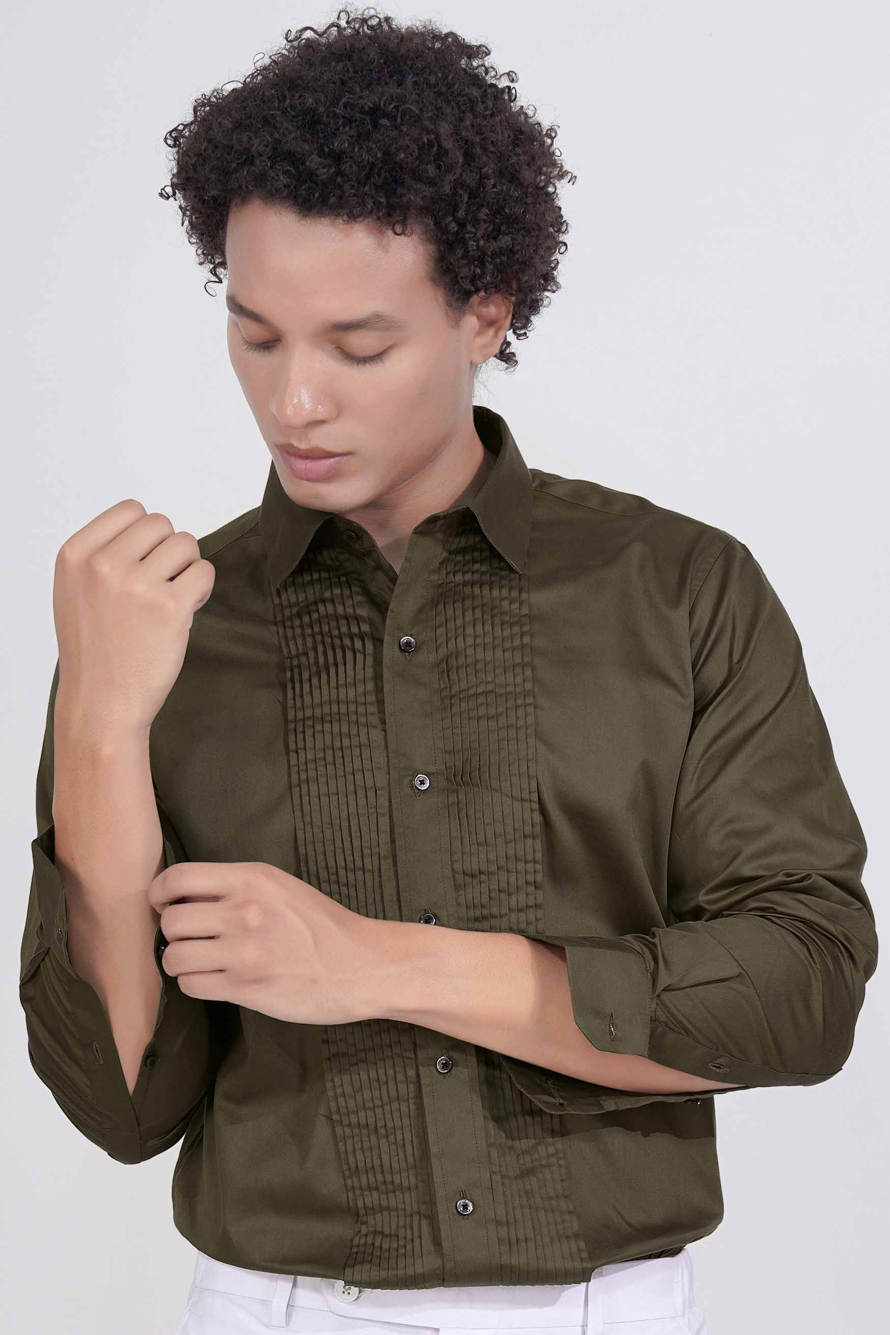 Iroko Brown Subtle Sheen Super Soft Premium Cotton Tuxedo Shirt