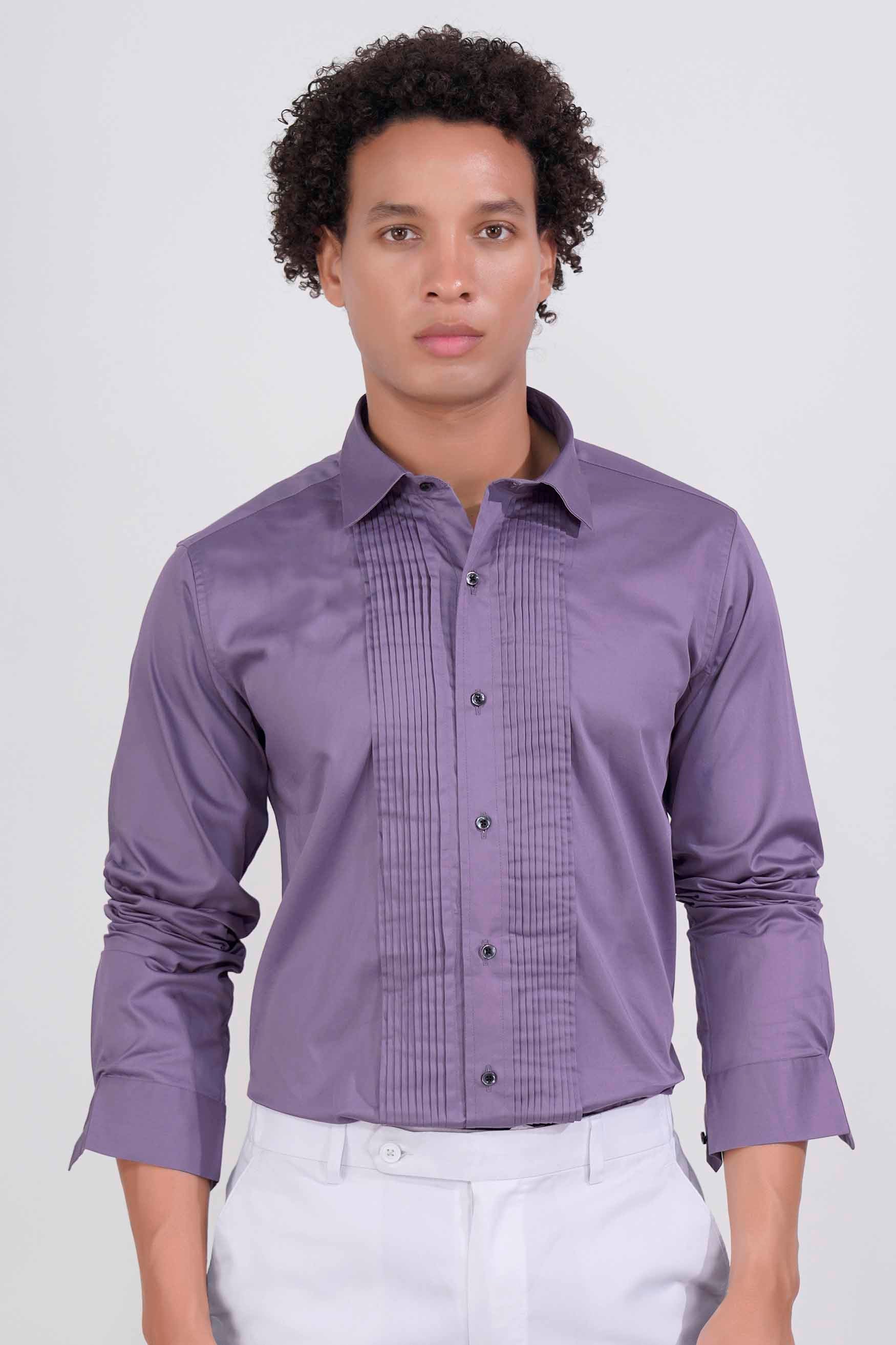 Amethyst Smoke Lavender Subtle Sheen Super Soft Premium Cotton Tuxedo Shirt