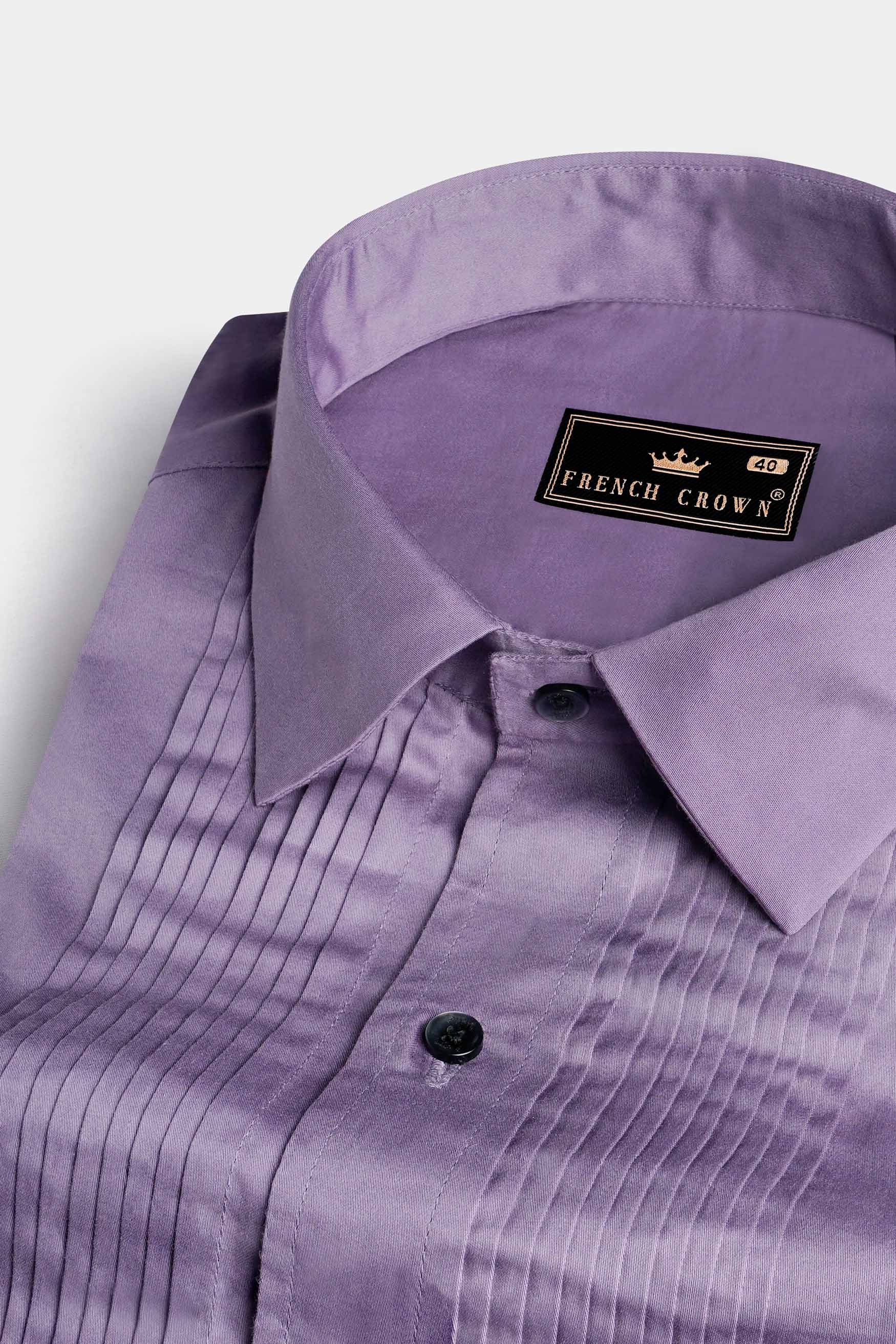 Amethyst Smoke Lavender Subtle Sheen Super Soft Premium Cotton Tuxedo Shirt