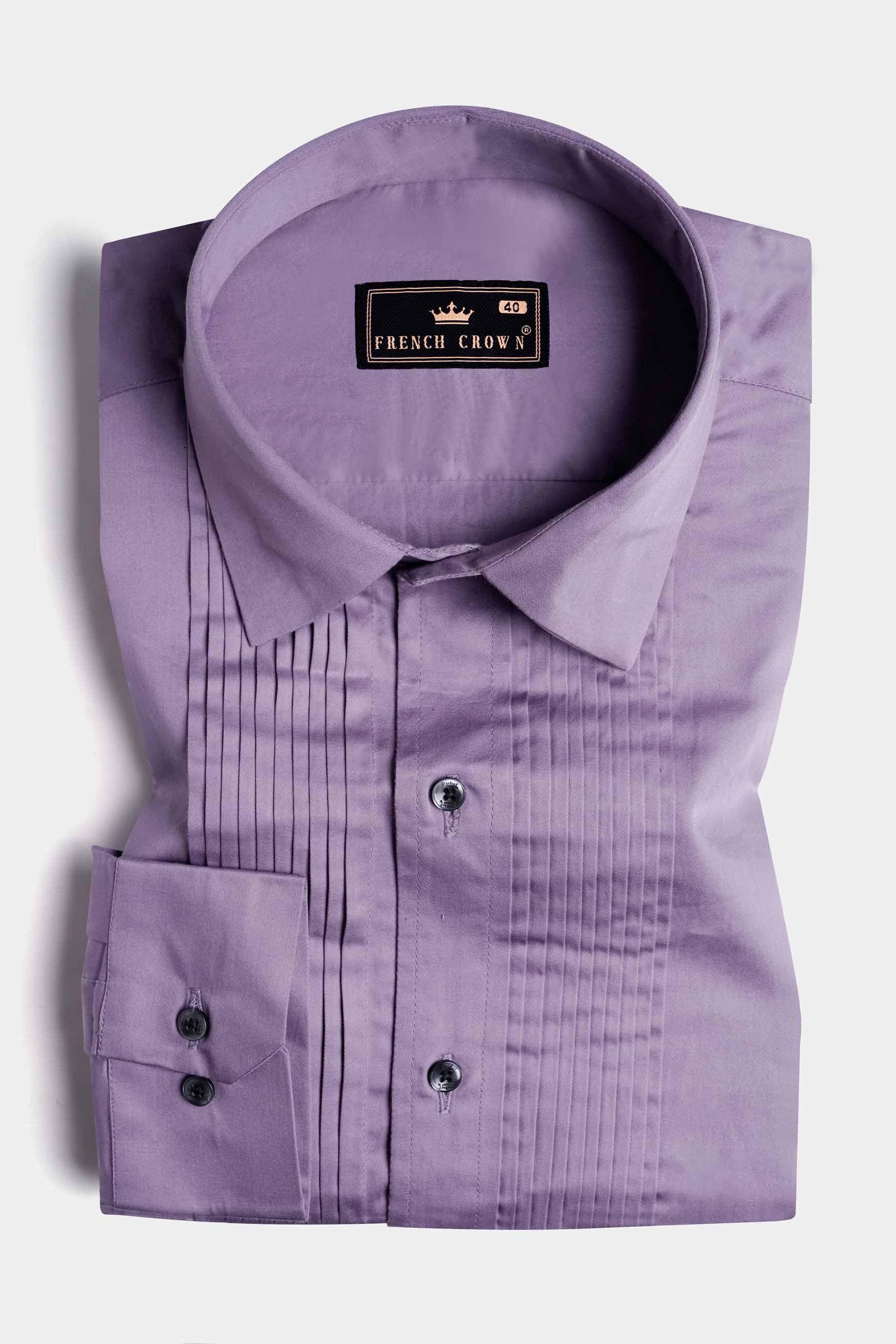 Amethyst Smoke Lavender Subtle Sheen Super Soft Premium Cotton Tuxedo Shirt