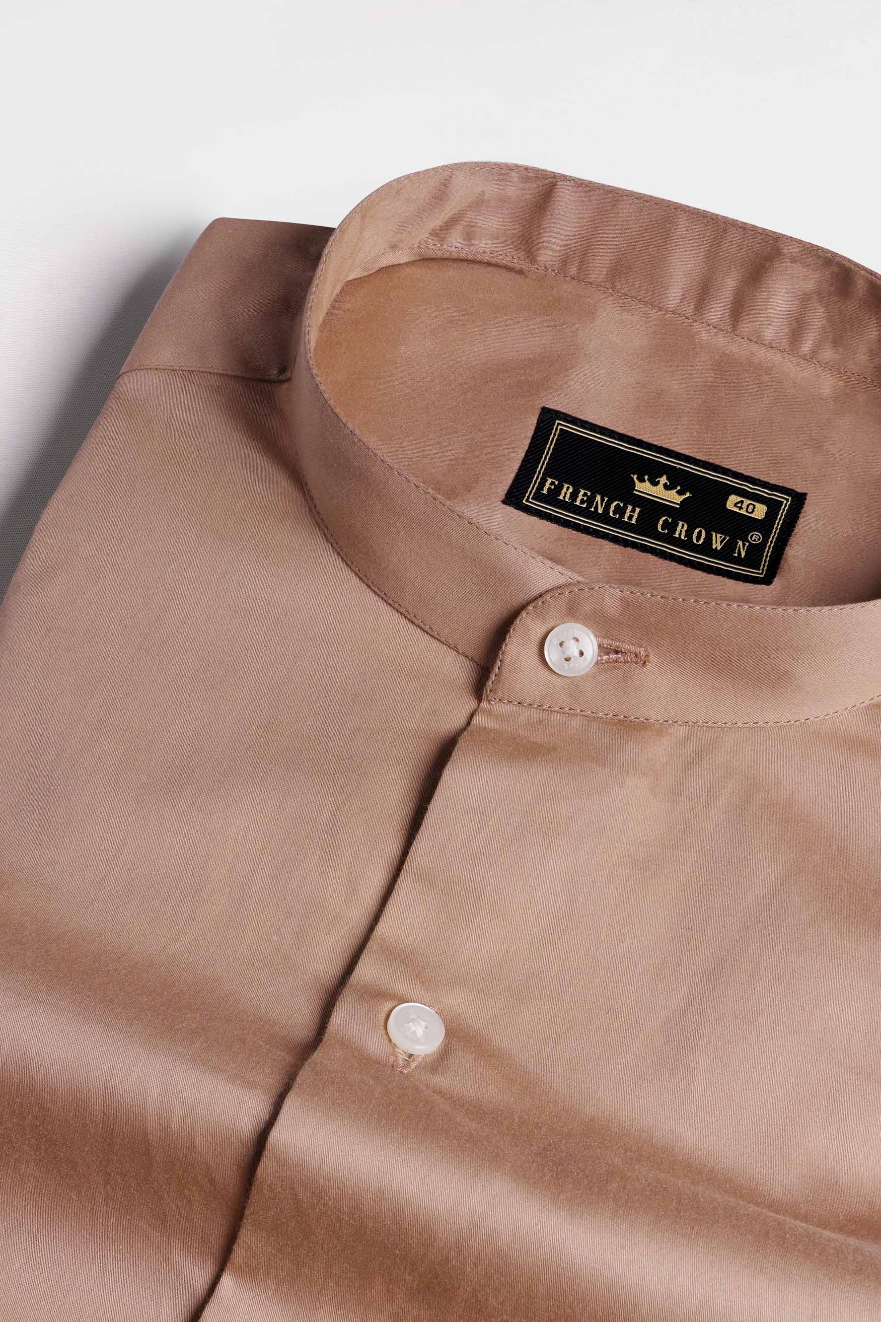 Sandrift Peach Subtle Sheen Super Soft Premium Cotton Mandarin Shirt