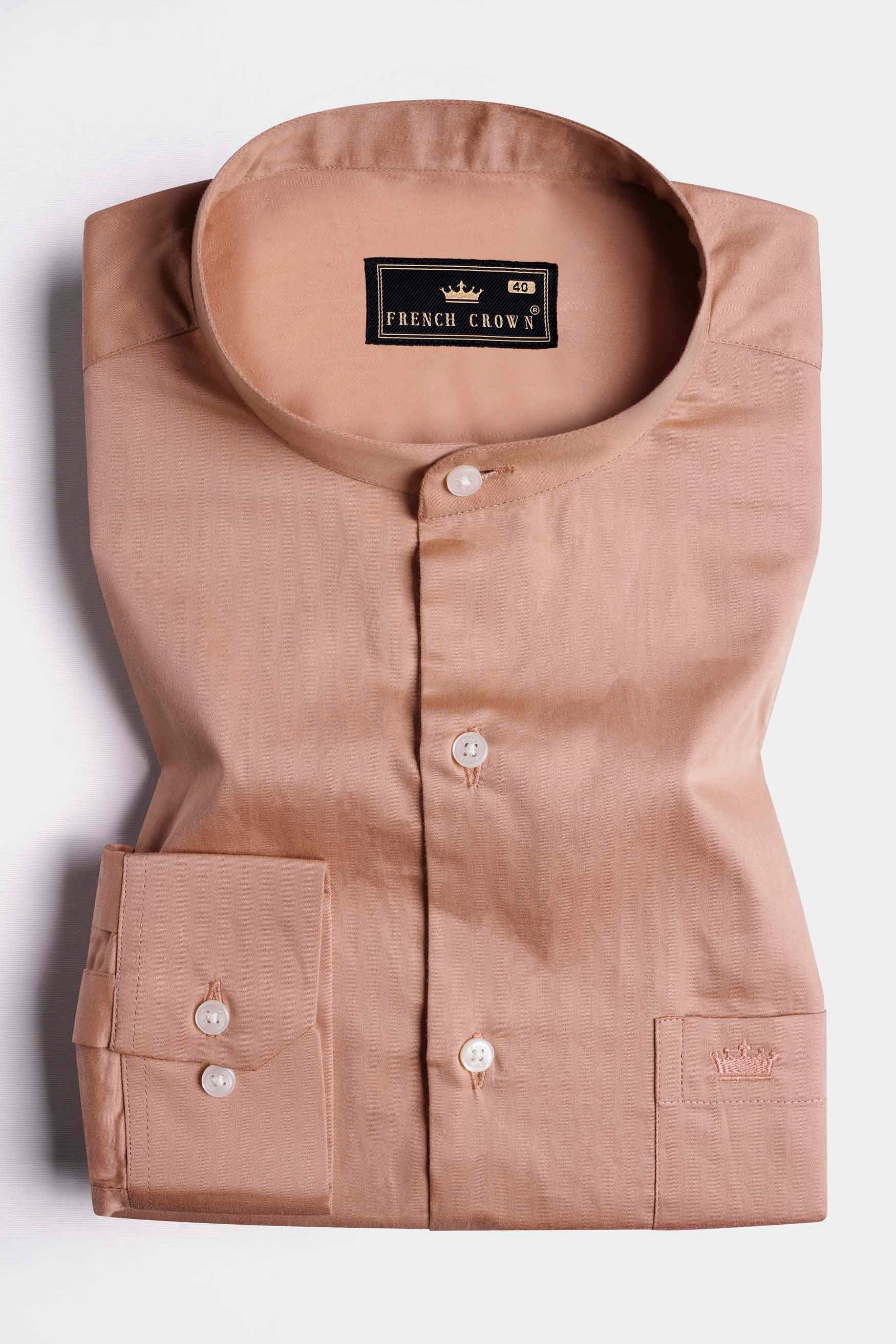 Sandrift Peach Subtle Sheen Super Soft Premium Cotton Mandarin Shirt