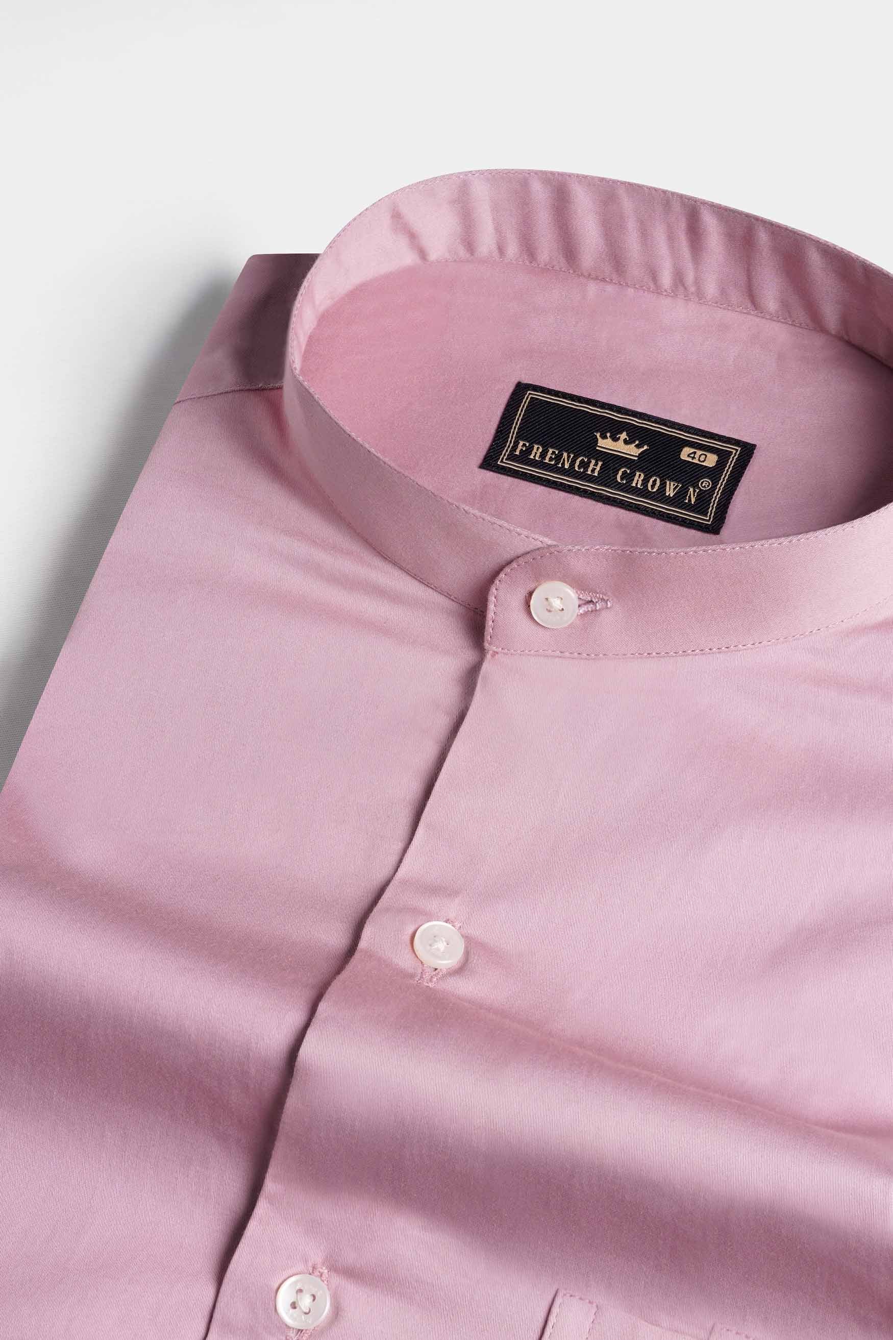 Wisteria Lavender Subtle Sheen Super Soft Premium Cotton Mandarin Shirt
