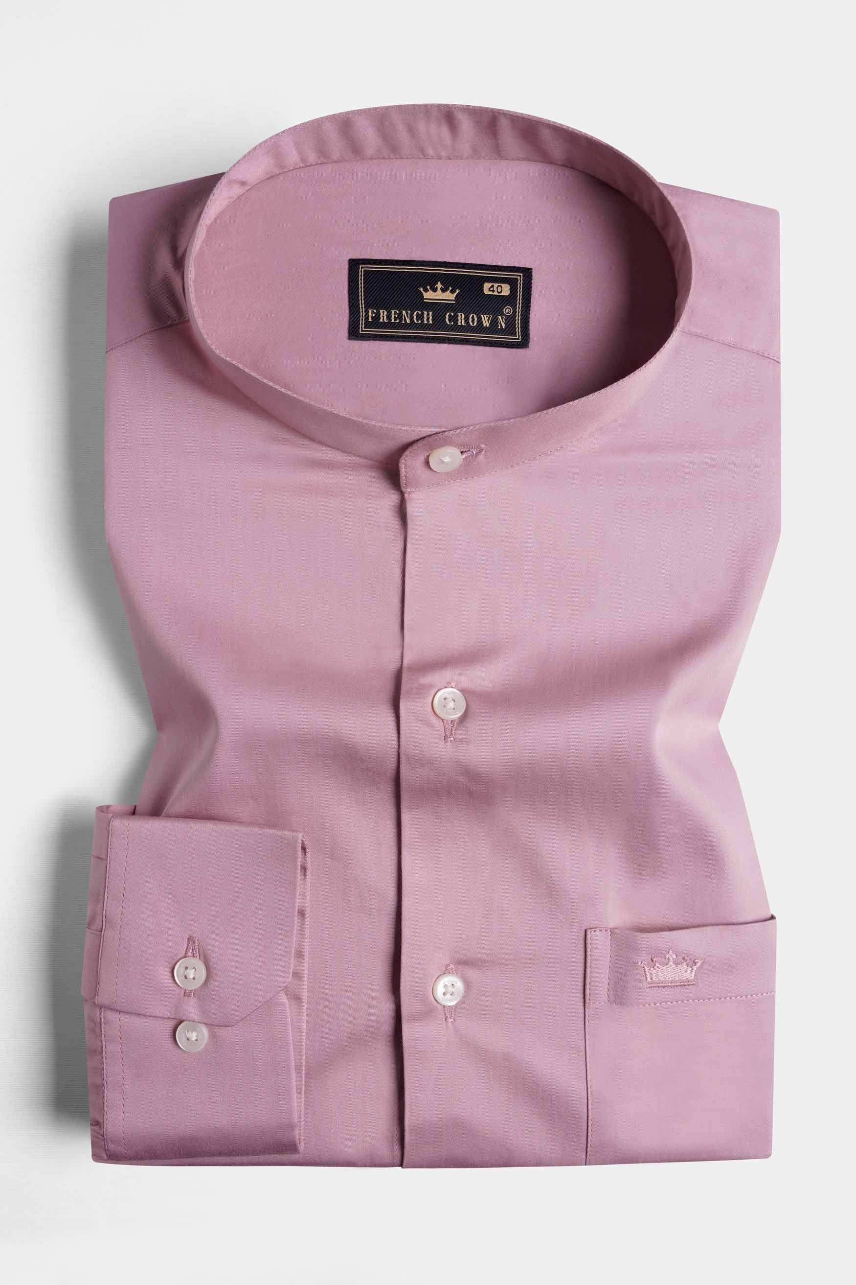 Wisteria Lavender Subtle Sheen Super Soft Premium Cotton Mandarin Shirt