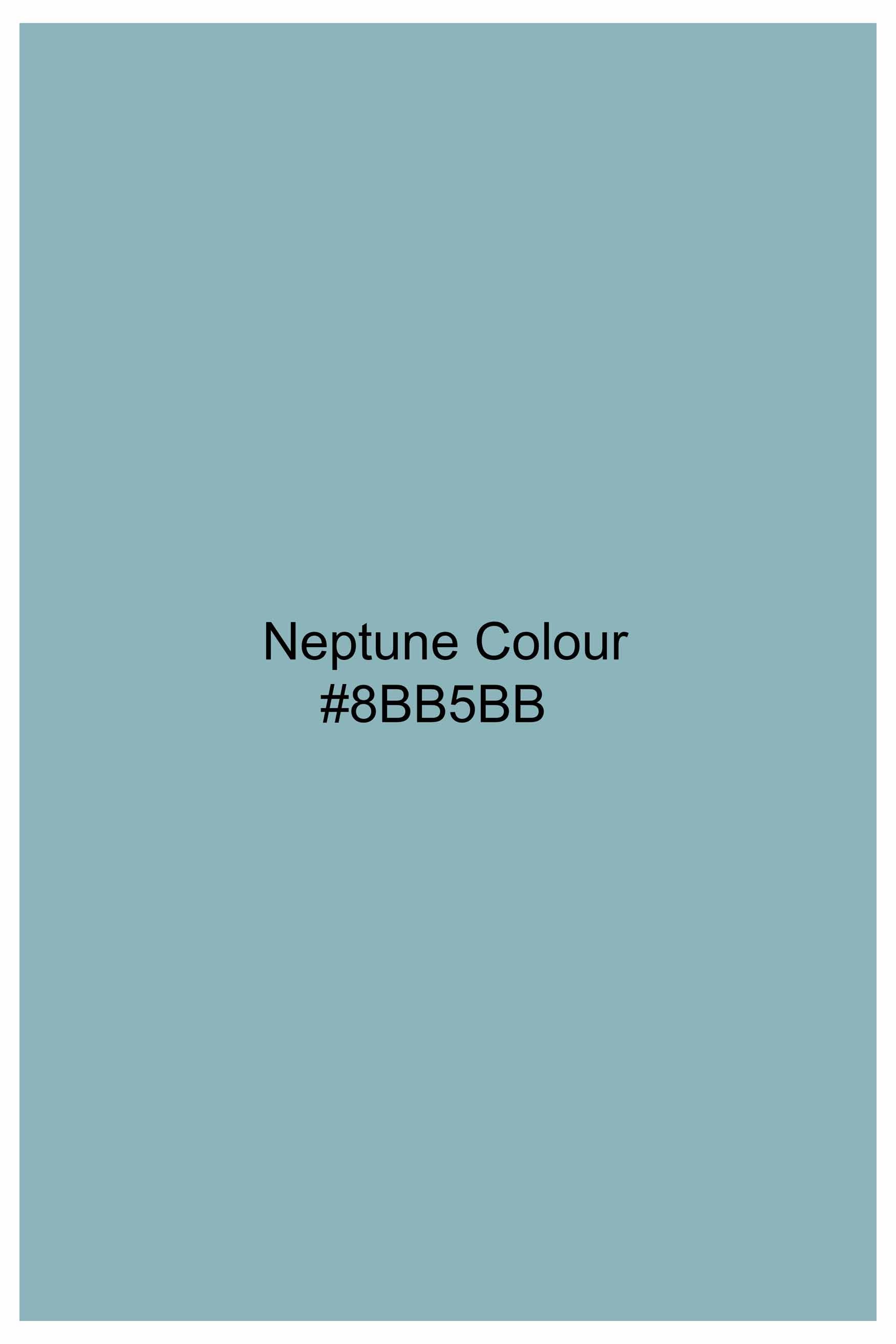 Neptune Blue Subtle Sheen Super Soft Premium Cotton Mandarin Shirt