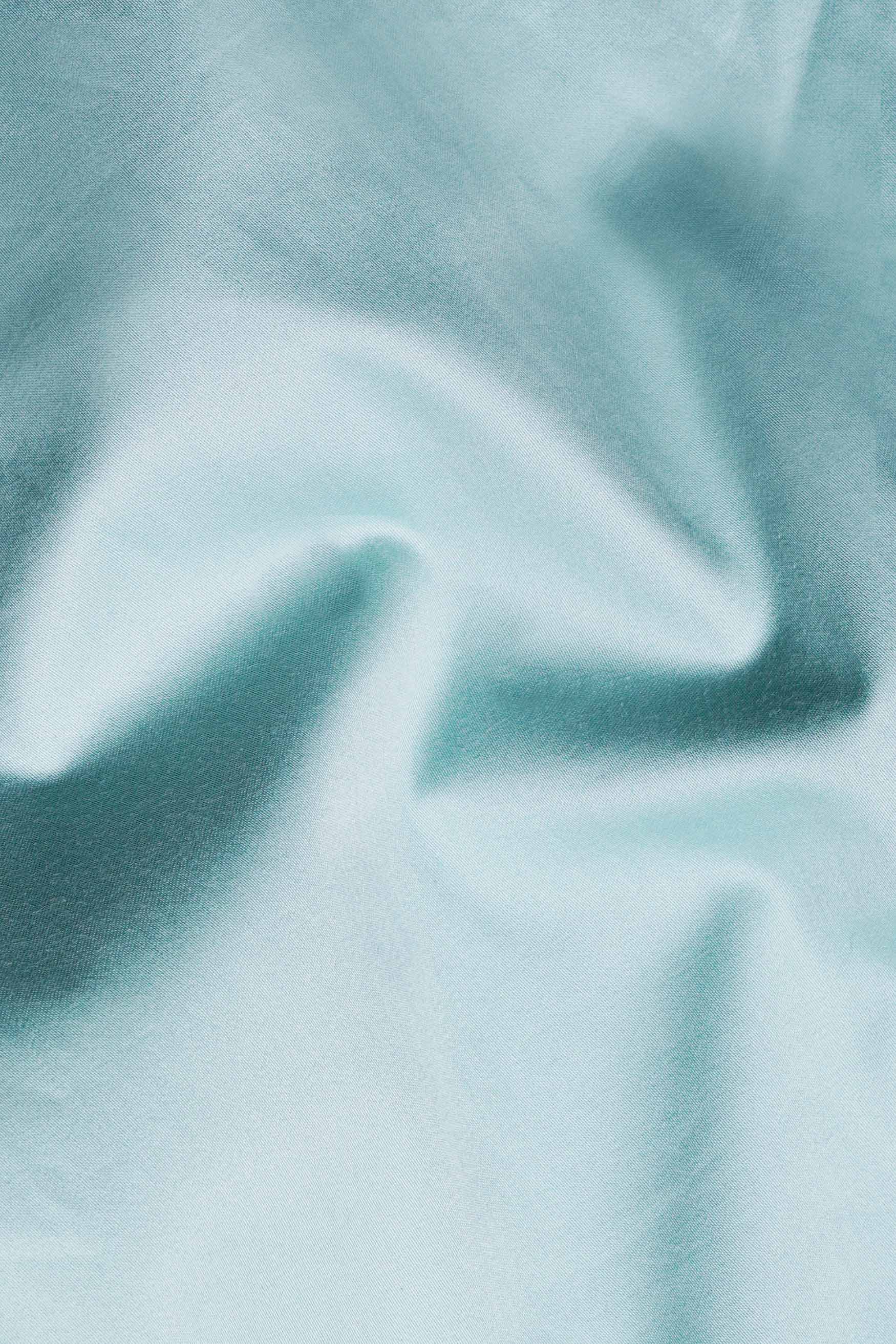 Neptune Blue Subtle Sheen Super Soft Premium Cotton Mandarin Shirt
