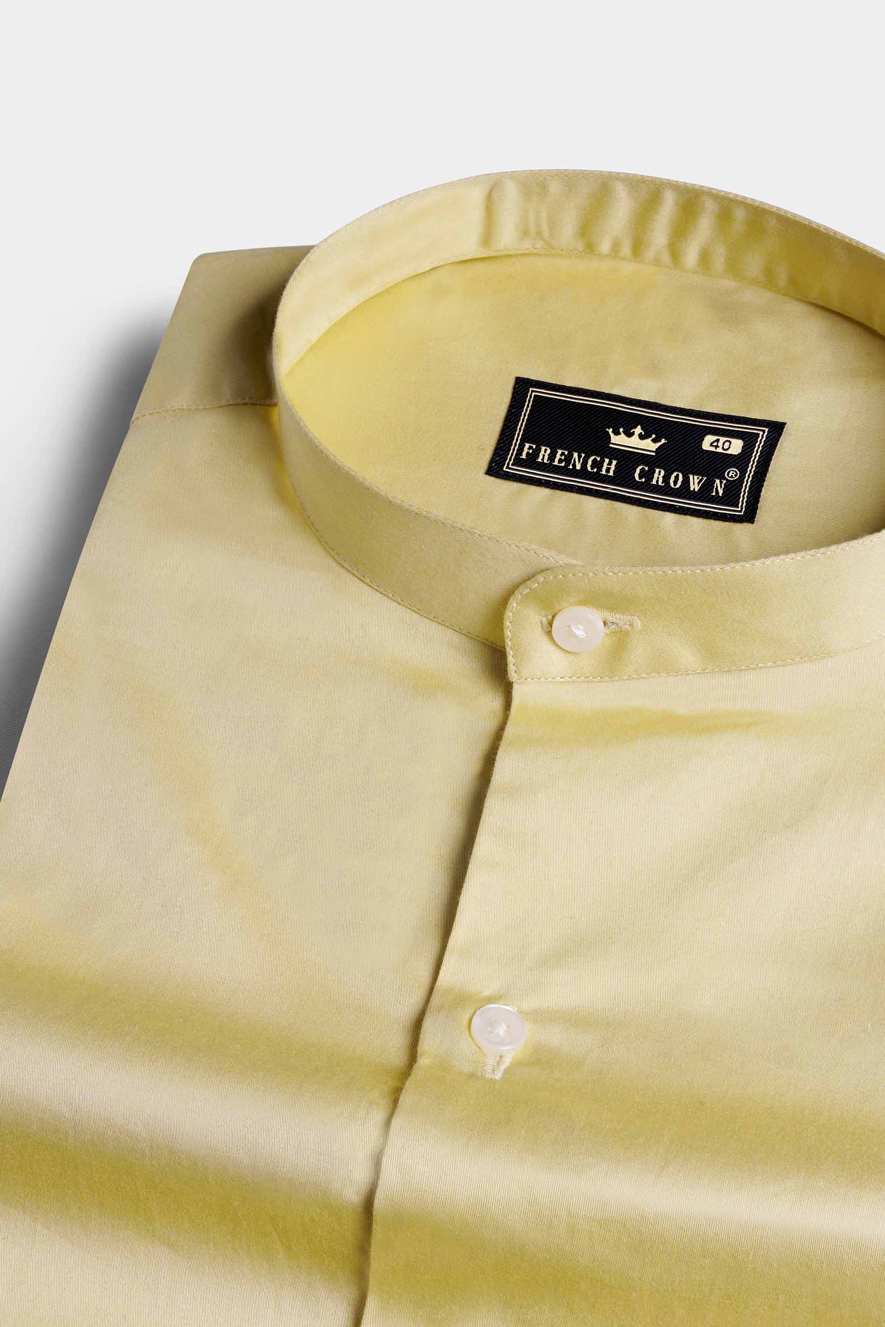 Fawn Brown Subtle Sheen Super Soft Premium Cotton Mandarin Shirt