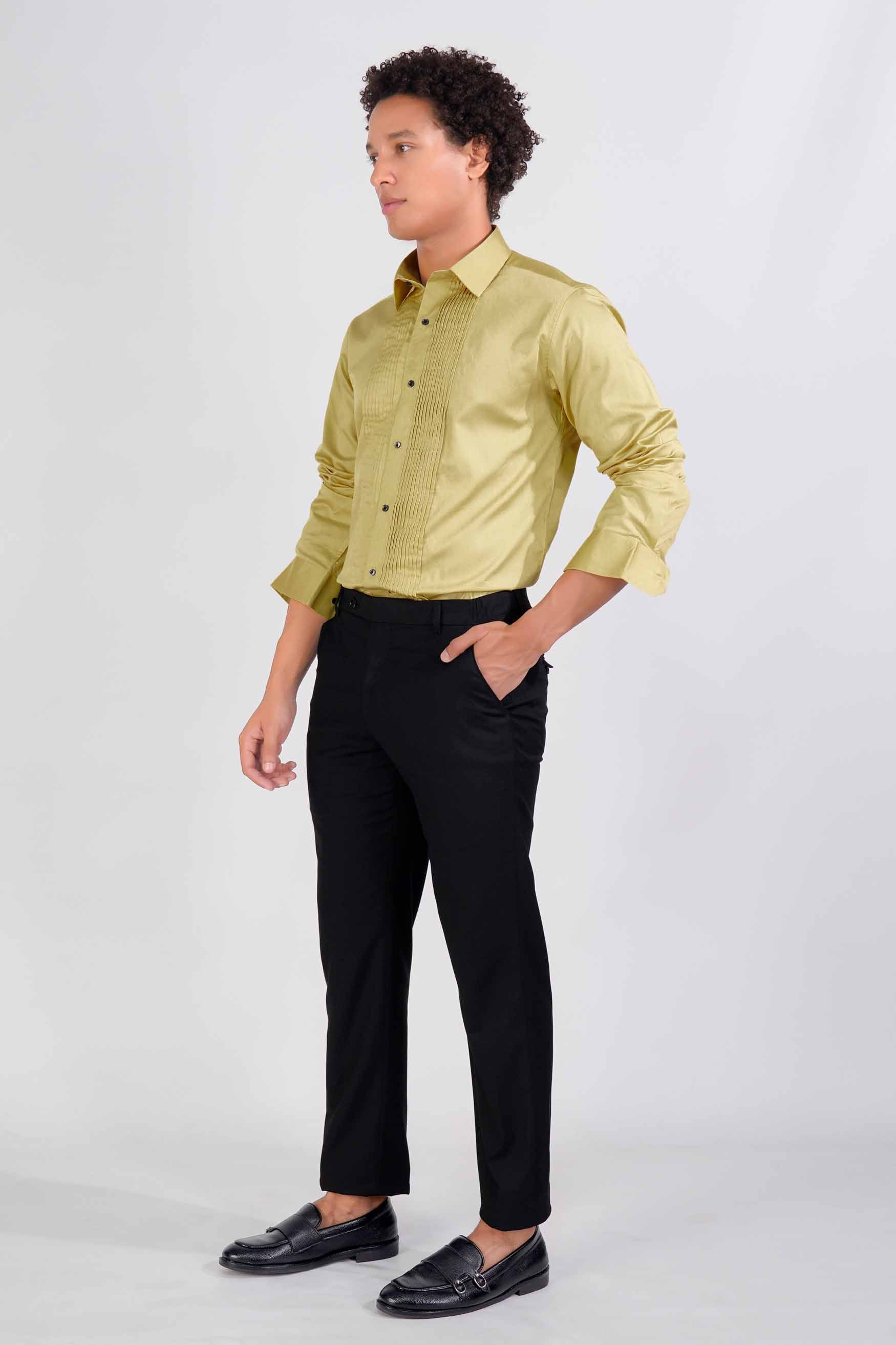 Fawn Brown Subtle Sheen Super Soft Premium Cotton Tuxedo Shirt