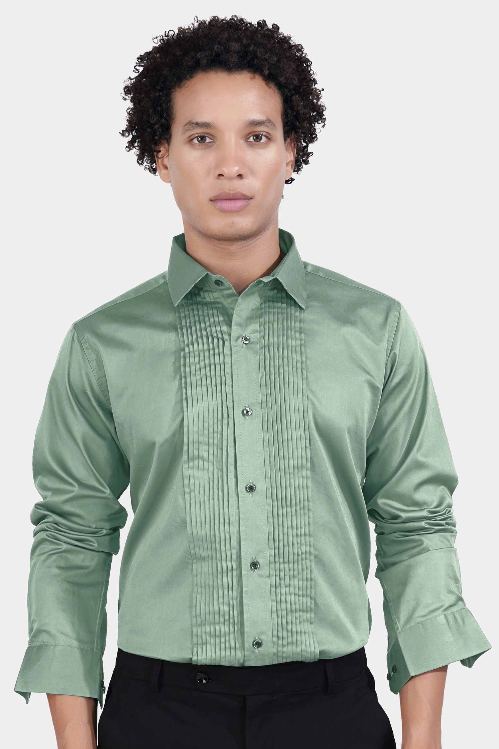 Oxley Green Subtle Sheen Super Soft Premium Cotton Tuxedo Shirt