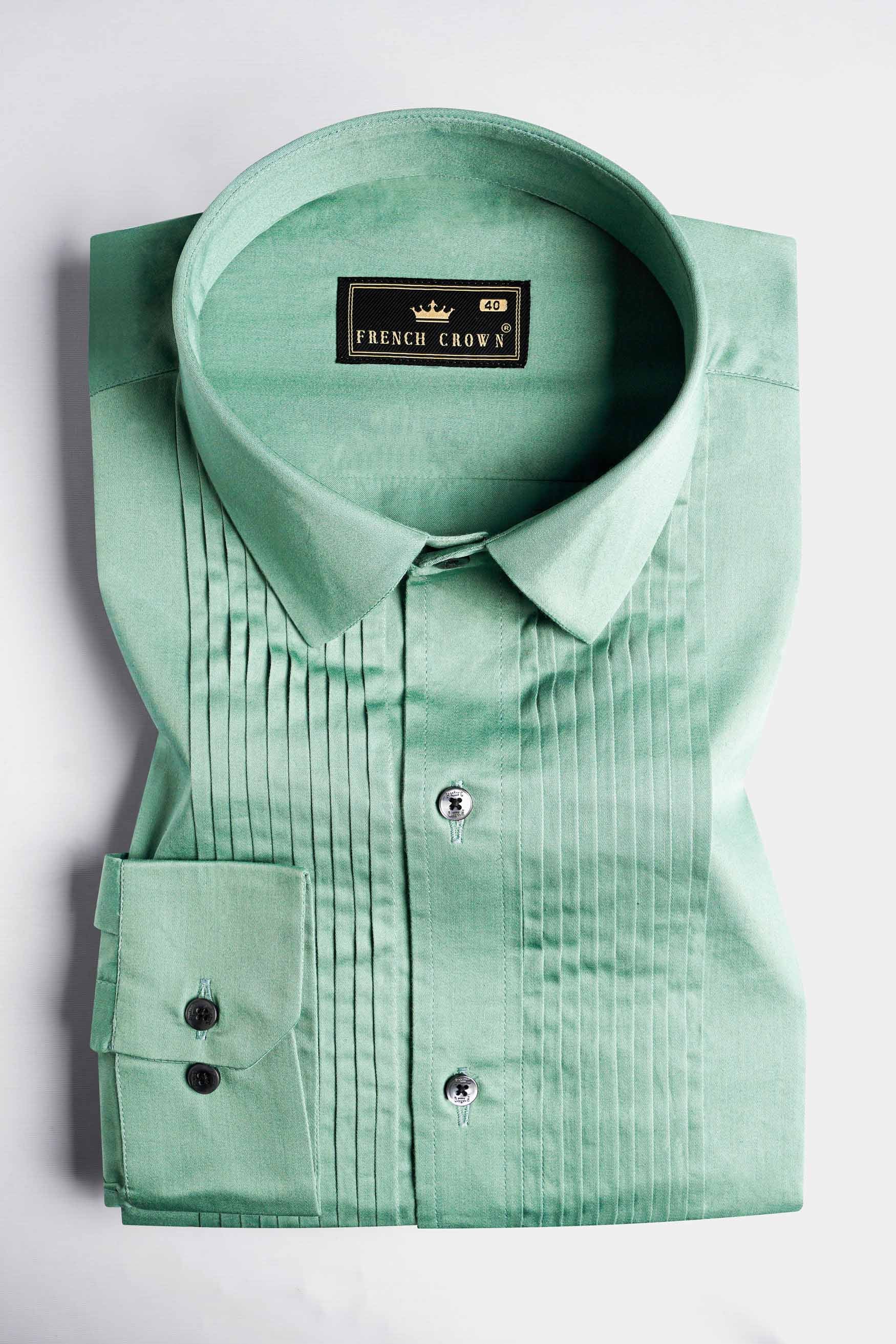 Oxley Green Subtle Sheen Super Soft Premium Cotton Tuxedo Shirt