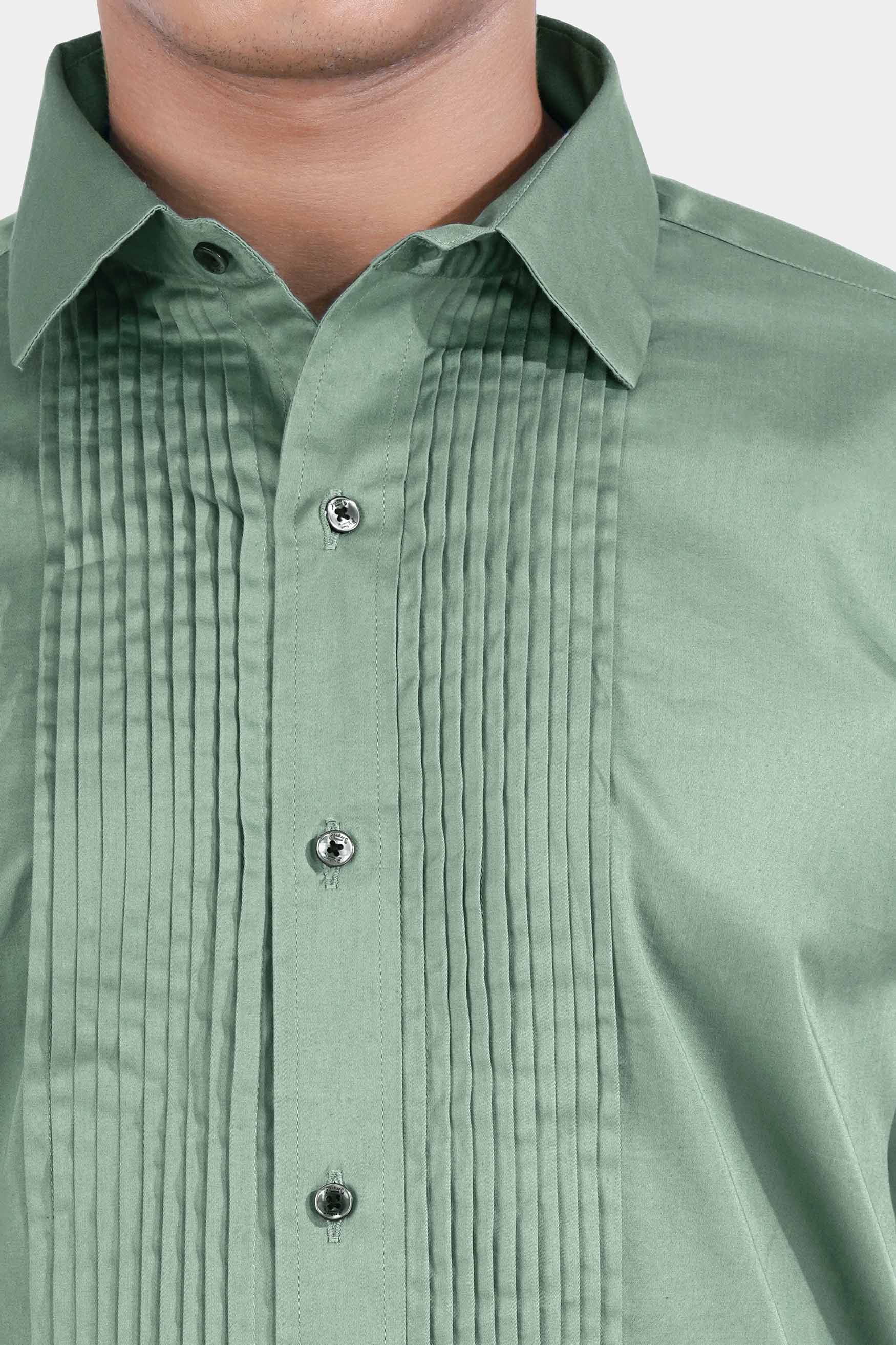 Oxley Green Subtle Sheen Super Soft Premium Cotton Tuxedo Shirt