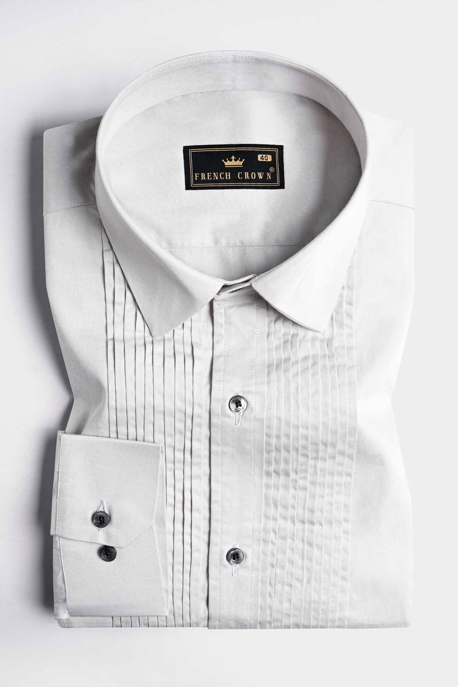 Gainsboro Gray Subtle Sheen Super Soft Premium Cotton Tuxedo Shirt