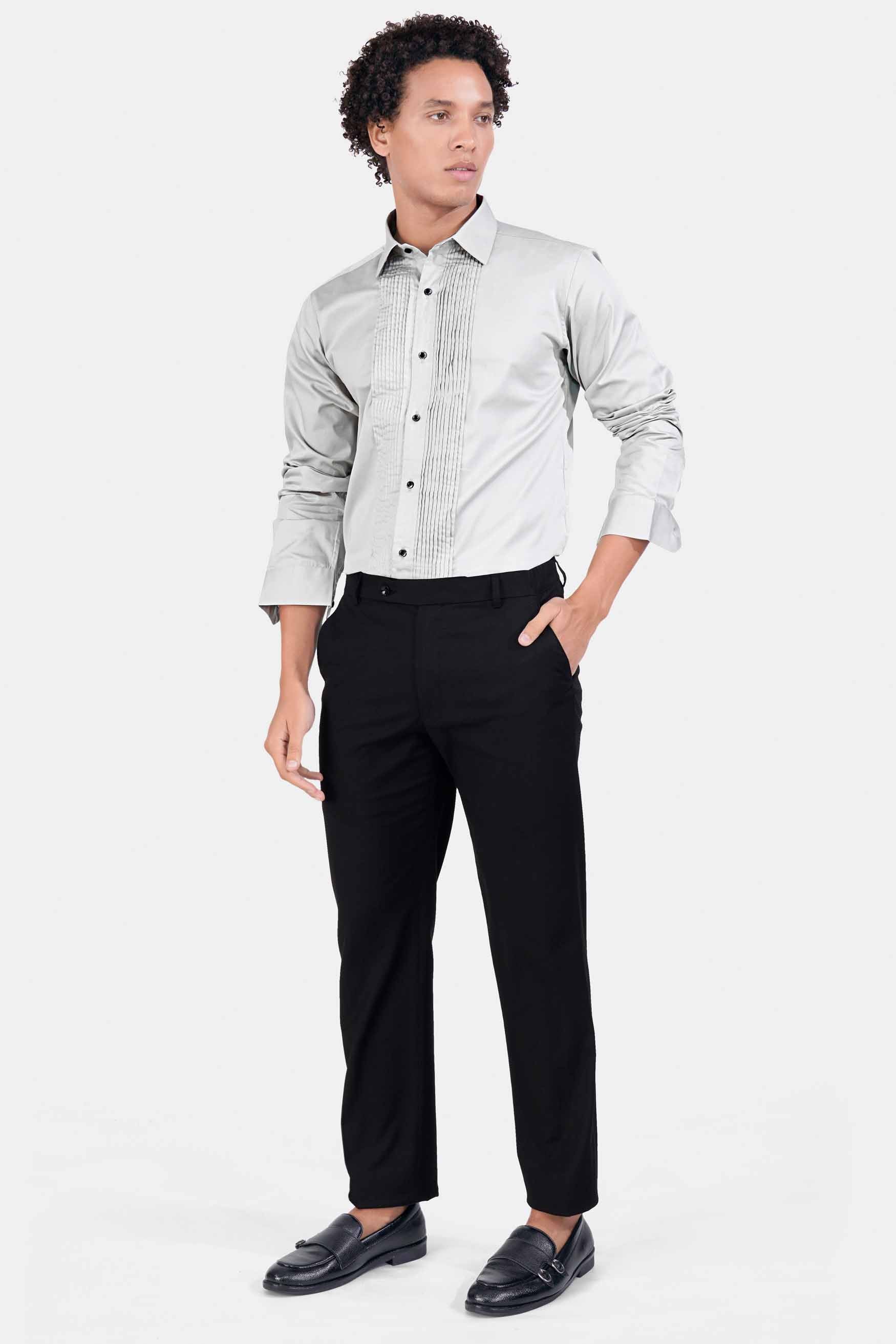 Gainsboro Gray Subtle Sheen Super Soft Premium Cotton Tuxedo Shirt