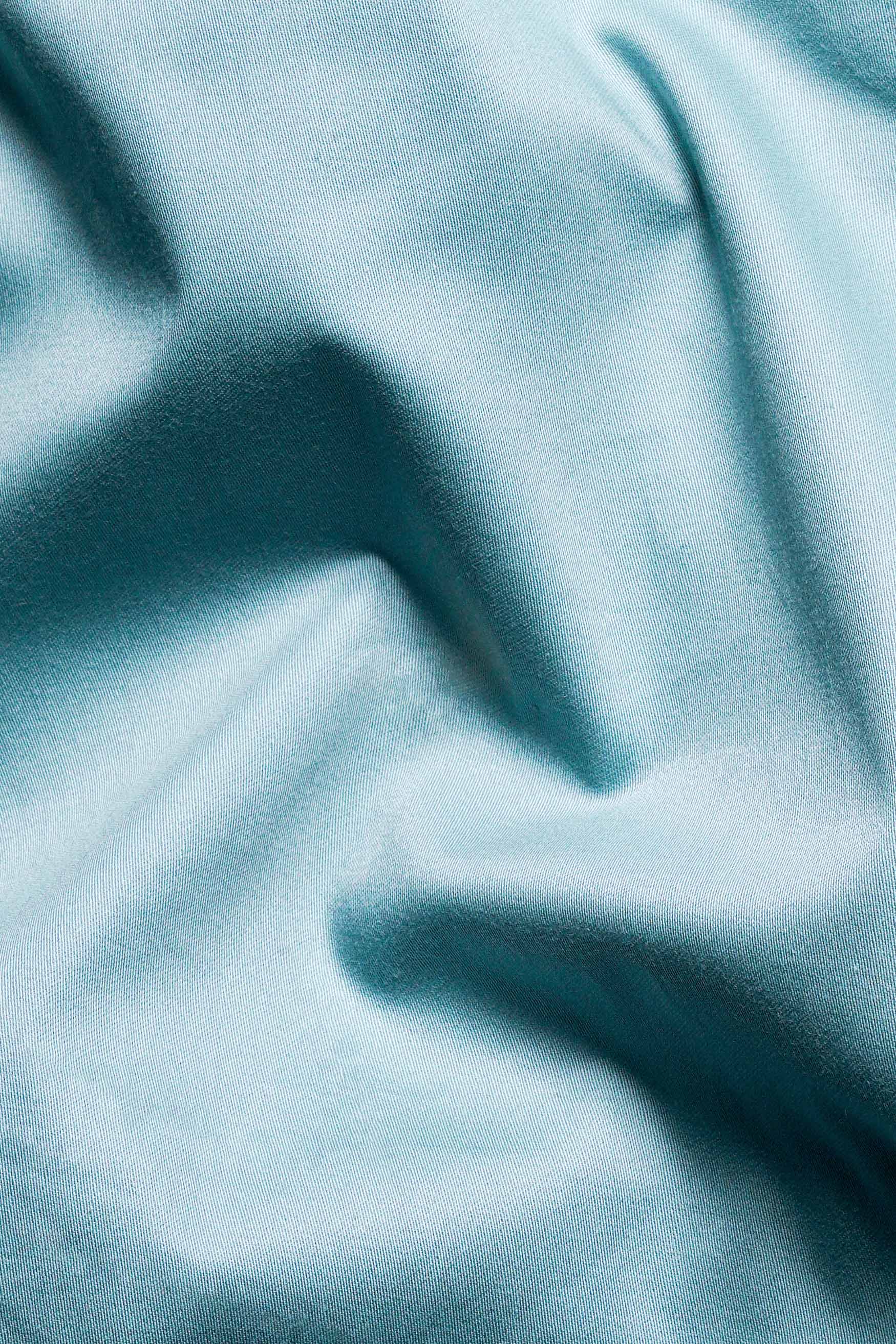 Casper Blue Subtle Sheen Super Soft Premium Cotton Mandarin Shirt