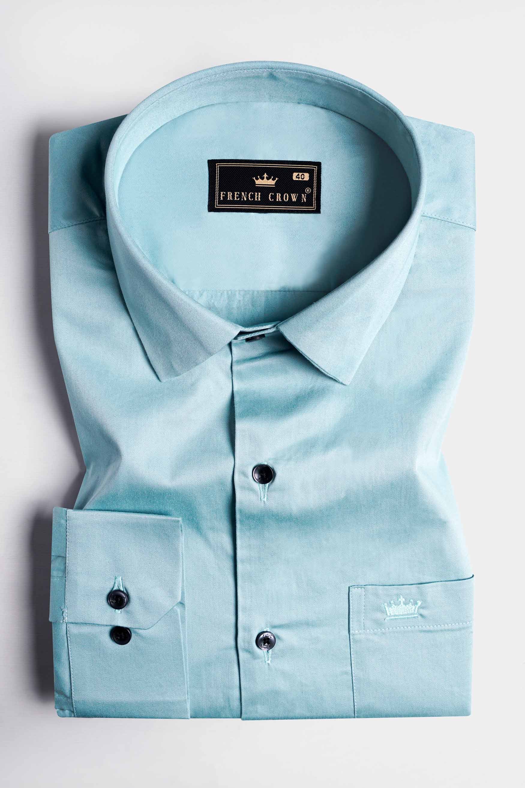 Casper Blue Subtle Sheen Super Soft Premium Cotton Shirt