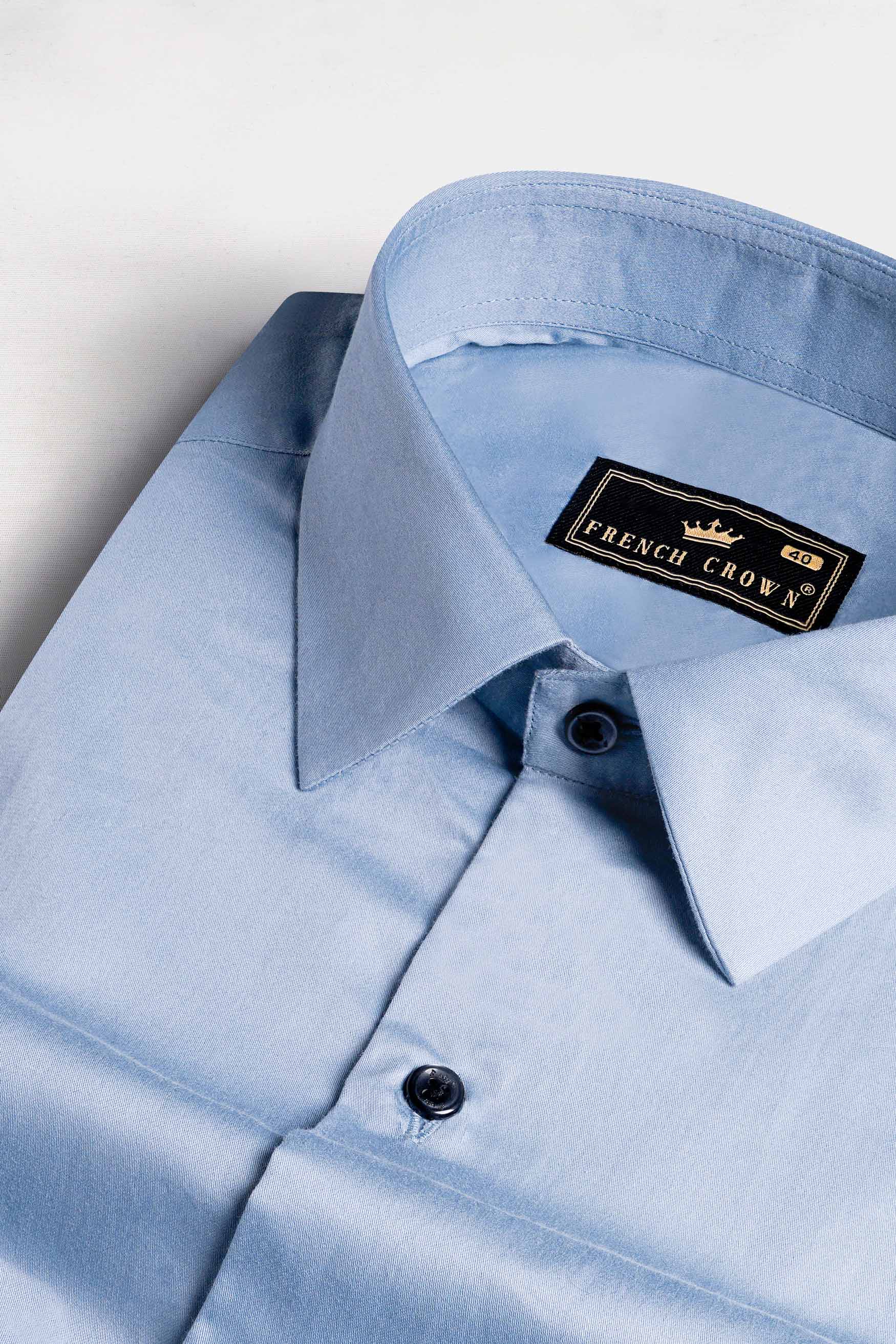 Periwinkle Blue Subtle Sheen Super Soft Premium Cotton Shirt