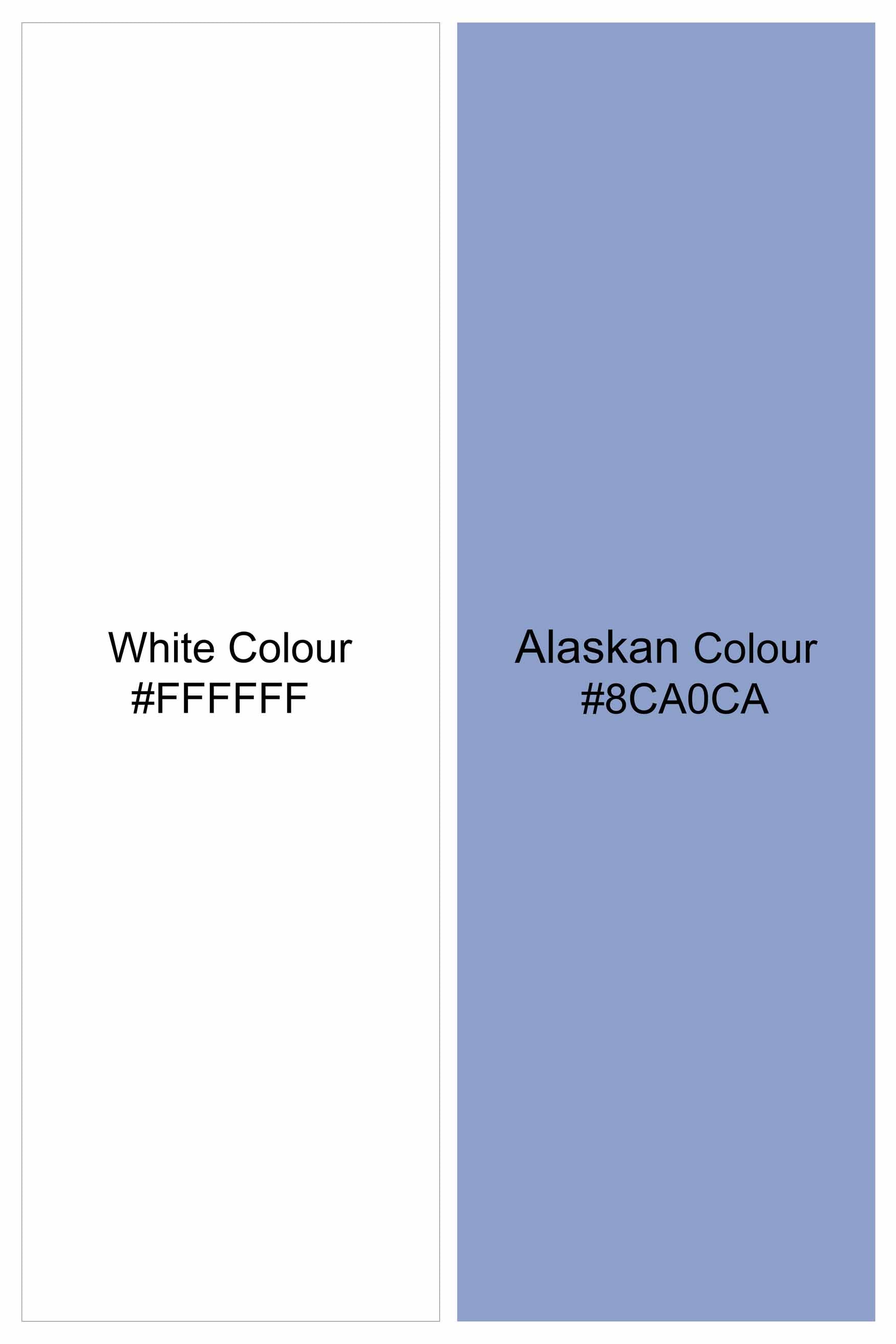 Bright White with Alaskan Blue Striped Twill Premium Cotton Shirt